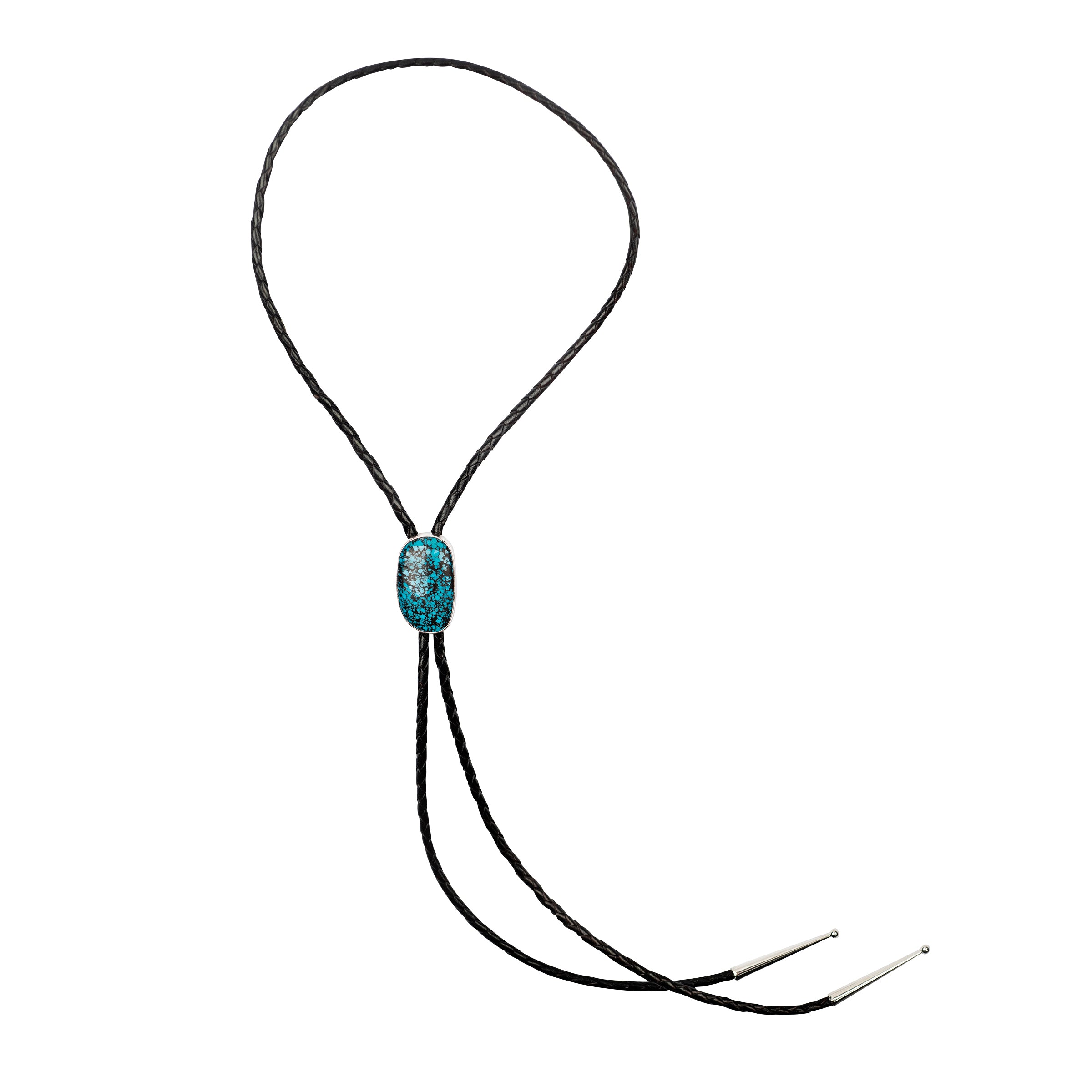 Bolo, tie, Kingman turquoise, Italian leather, sterling silver, accessory, men's, women's, unisex 