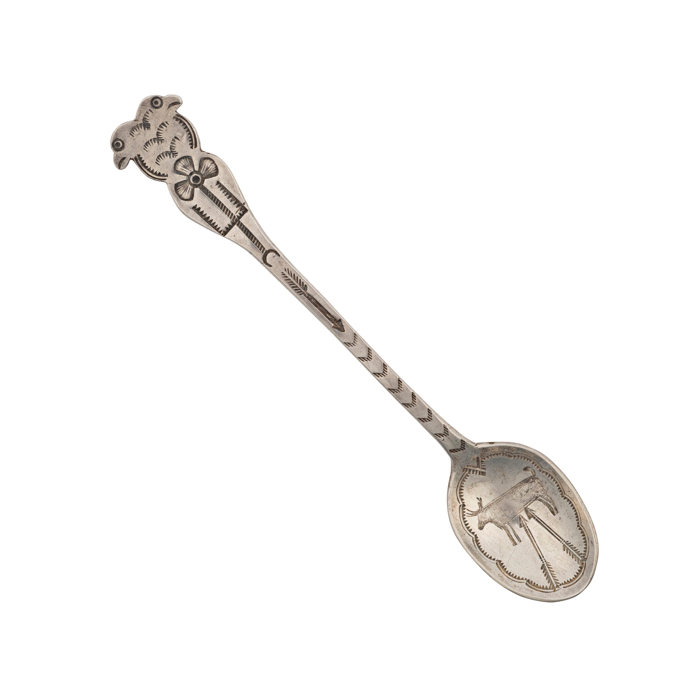 Vintage, animal farm, native, Navajo, spoon, accessory, made in USA, silver