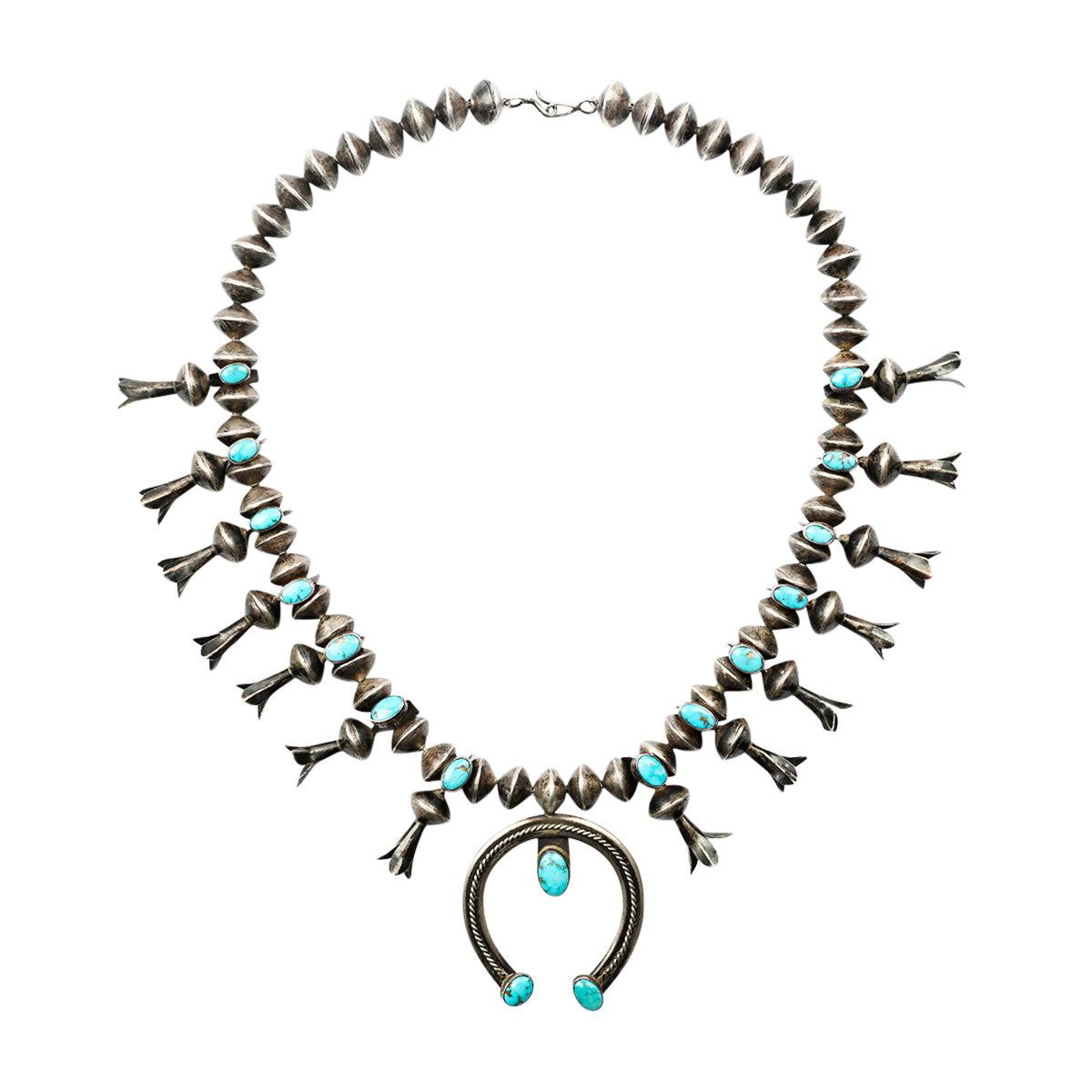 Vintage Navajo Squash Blossom (c. 1950's) Turquoise at Peyote Bird