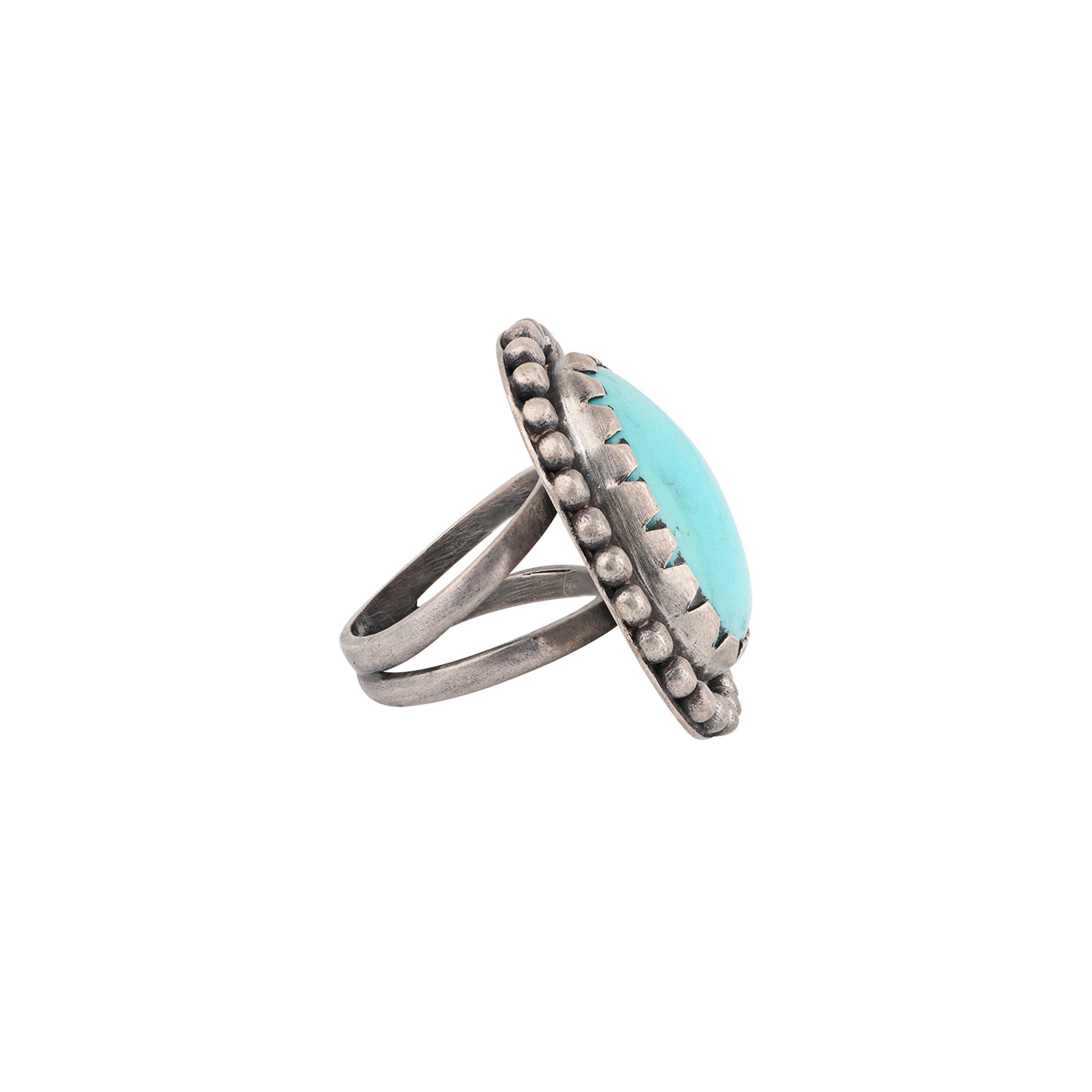 Ring, nomad, sterling silver, sleeping beauty turquoise