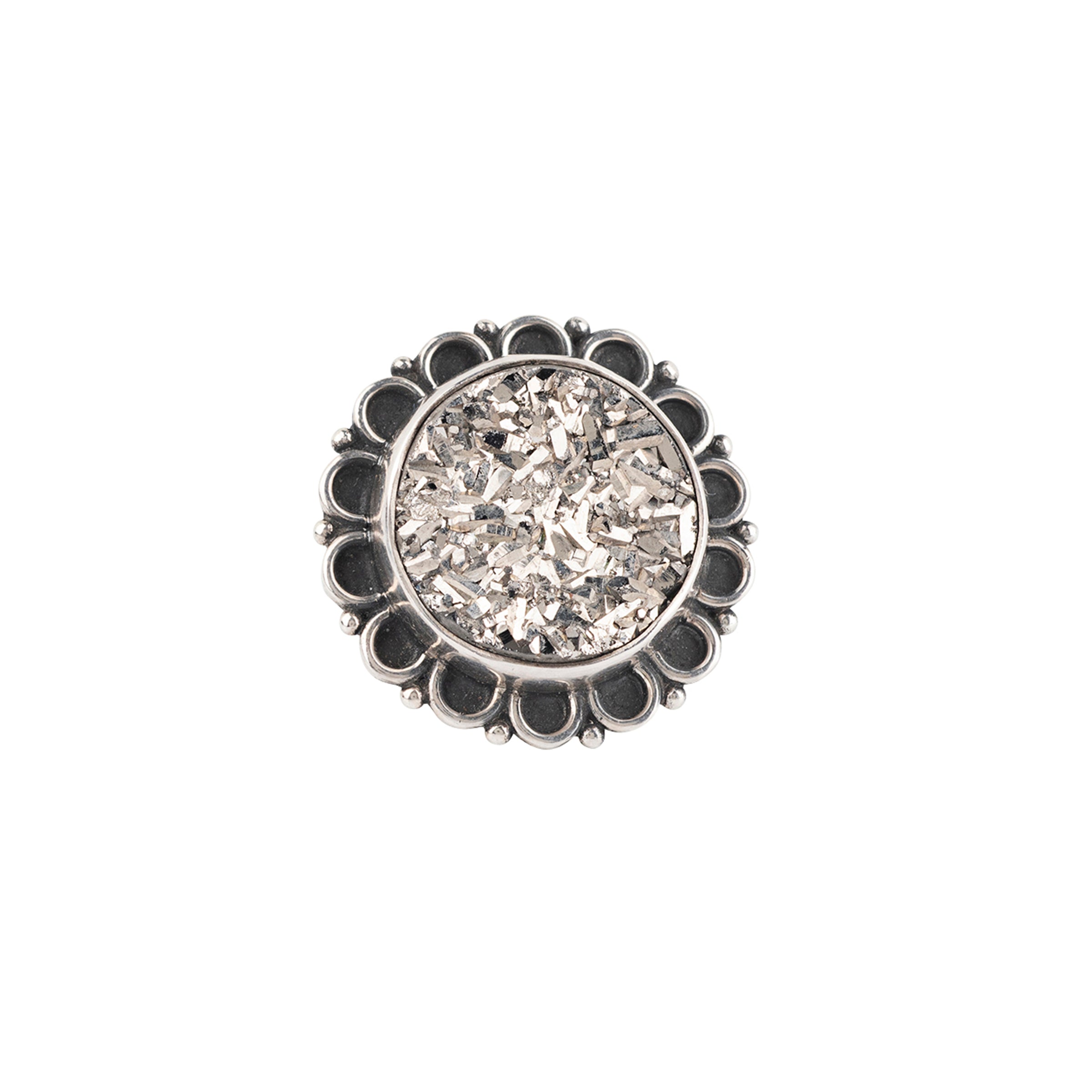 Nomad, ring, druzy, sterling silver, split shank