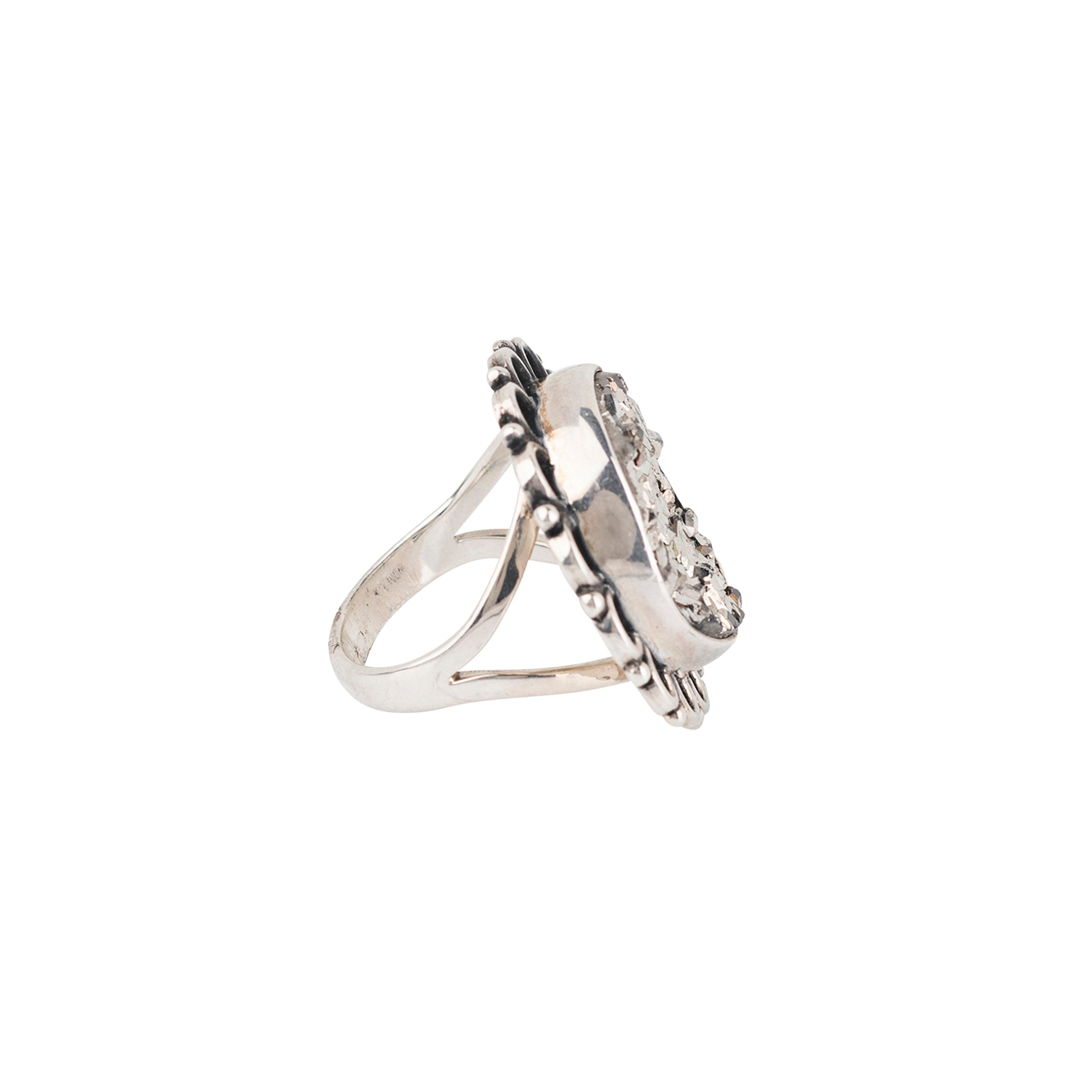 Nomad, ring, druzy, sterling silver, split shank