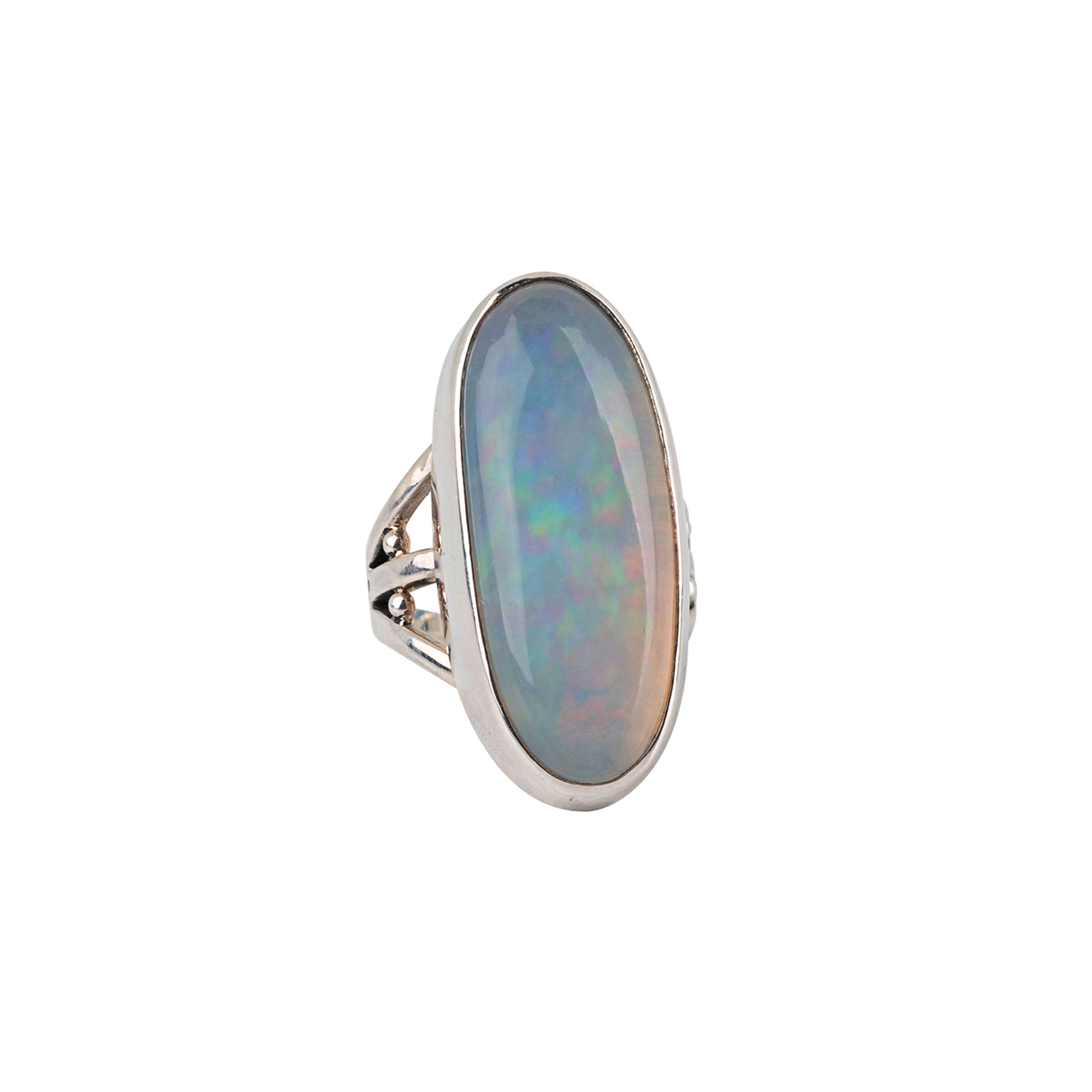Nomad, ring, opal, sterling silver, split shank