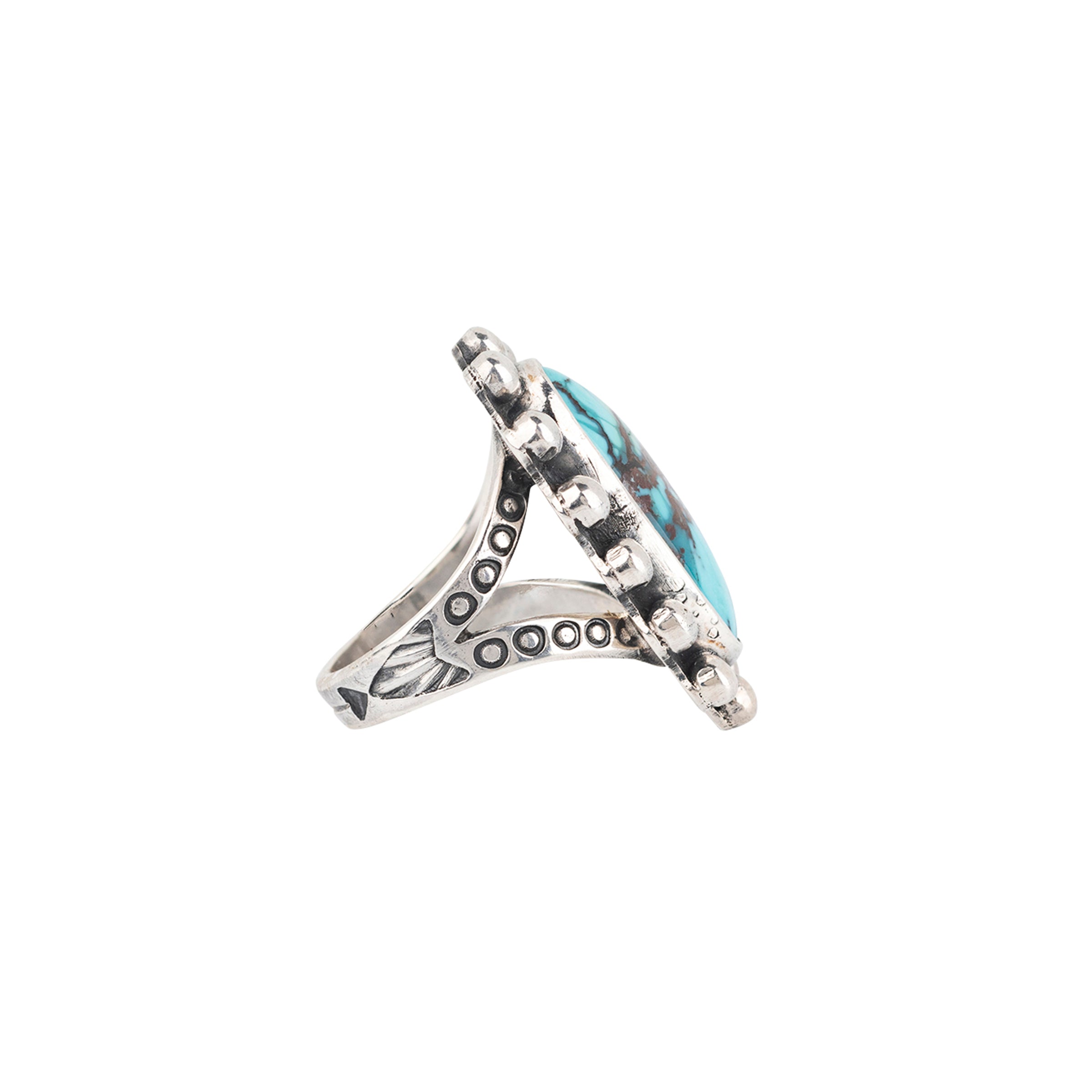 Nomad, ring, turquoise, matrix, sterling silver, split shank