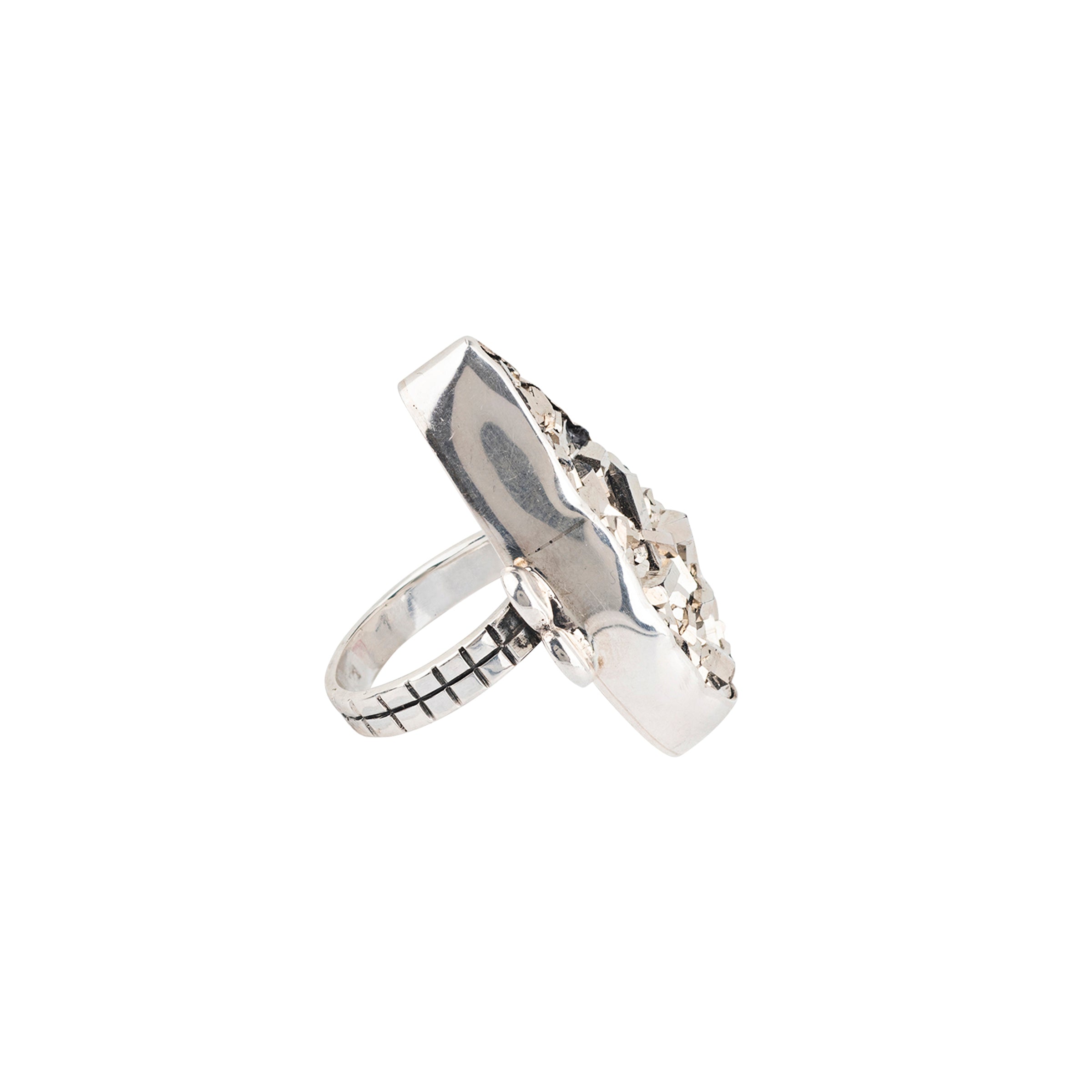 Nomad, ring, druzy, sterling silver, disco