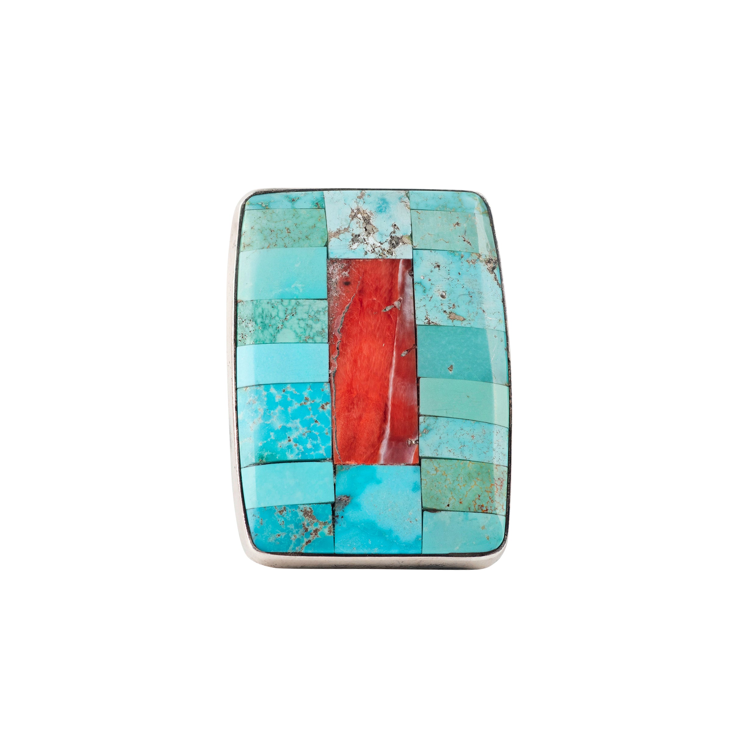 Jesse Robbins Coral Island Ring, artisan, coin silver, made in USA, accessory, Fox turquoise, native