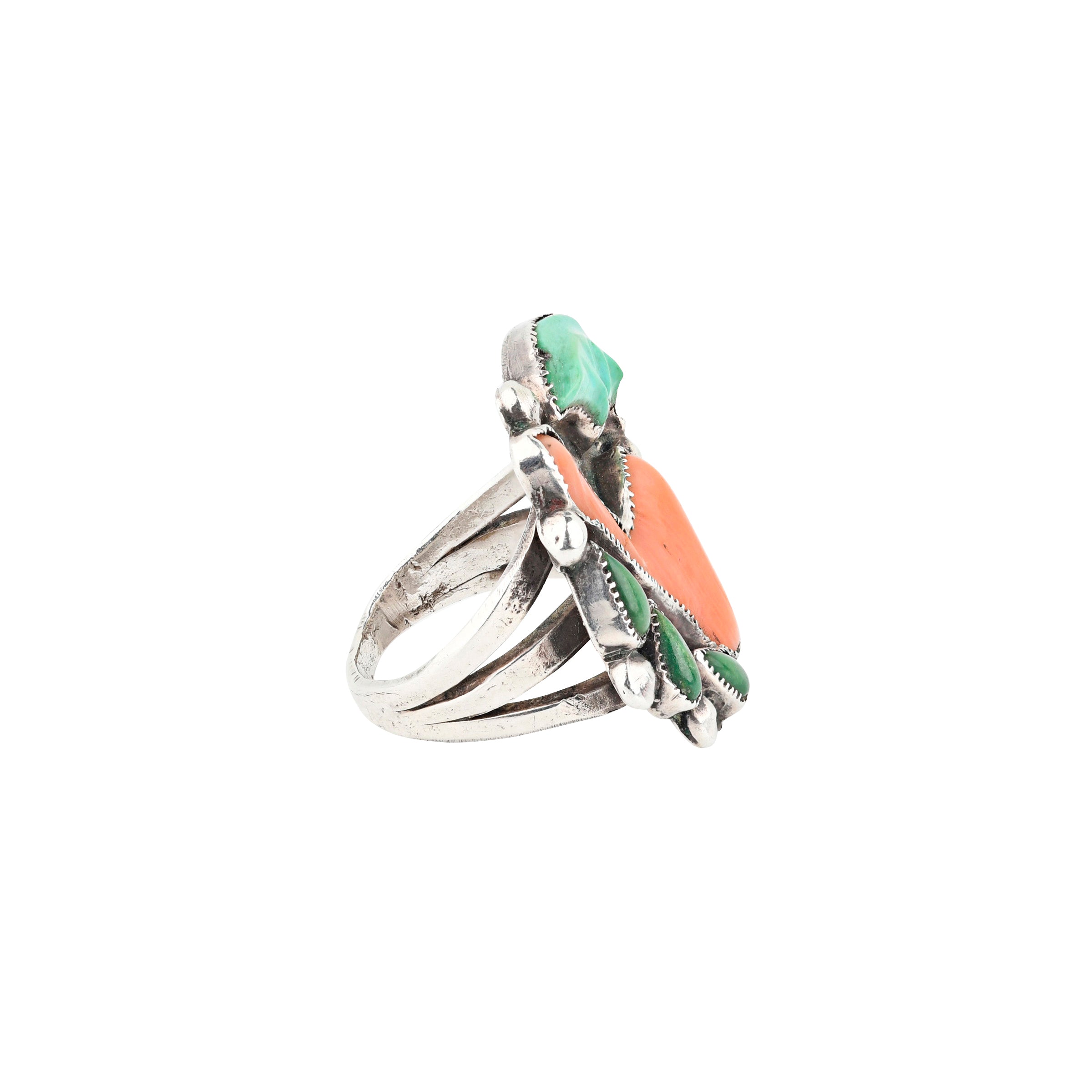 NVAJO ナバホ族　silver925×opal×coral リング Size 10 - Coral Opal Ring | AVA Goldworks