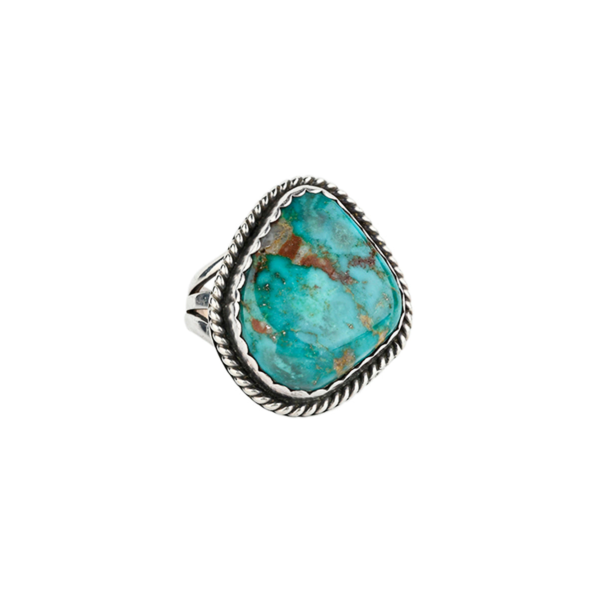 A vintage Navajo, freeform Blue Turquoise ring set in Sterling Silver