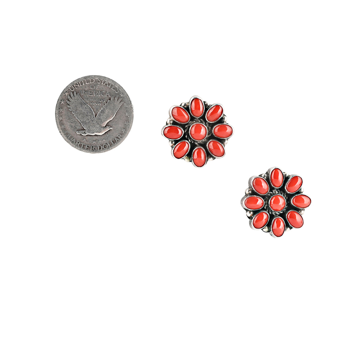 Vintage Floral Coral Earrings