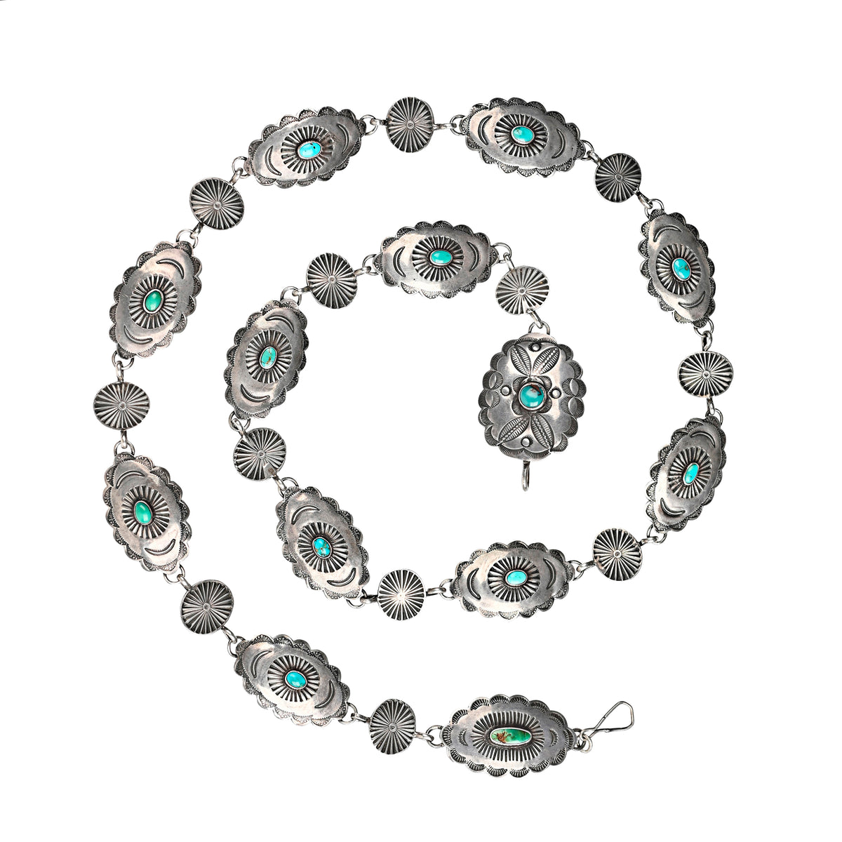 Vintage Turquoise Concho Belt (C 1930's)