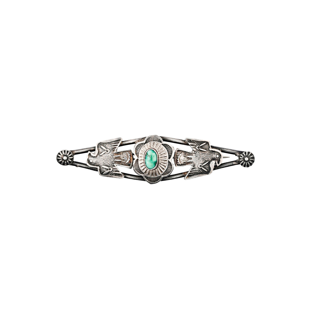 vintage navajo with turquoise inlay and bird design