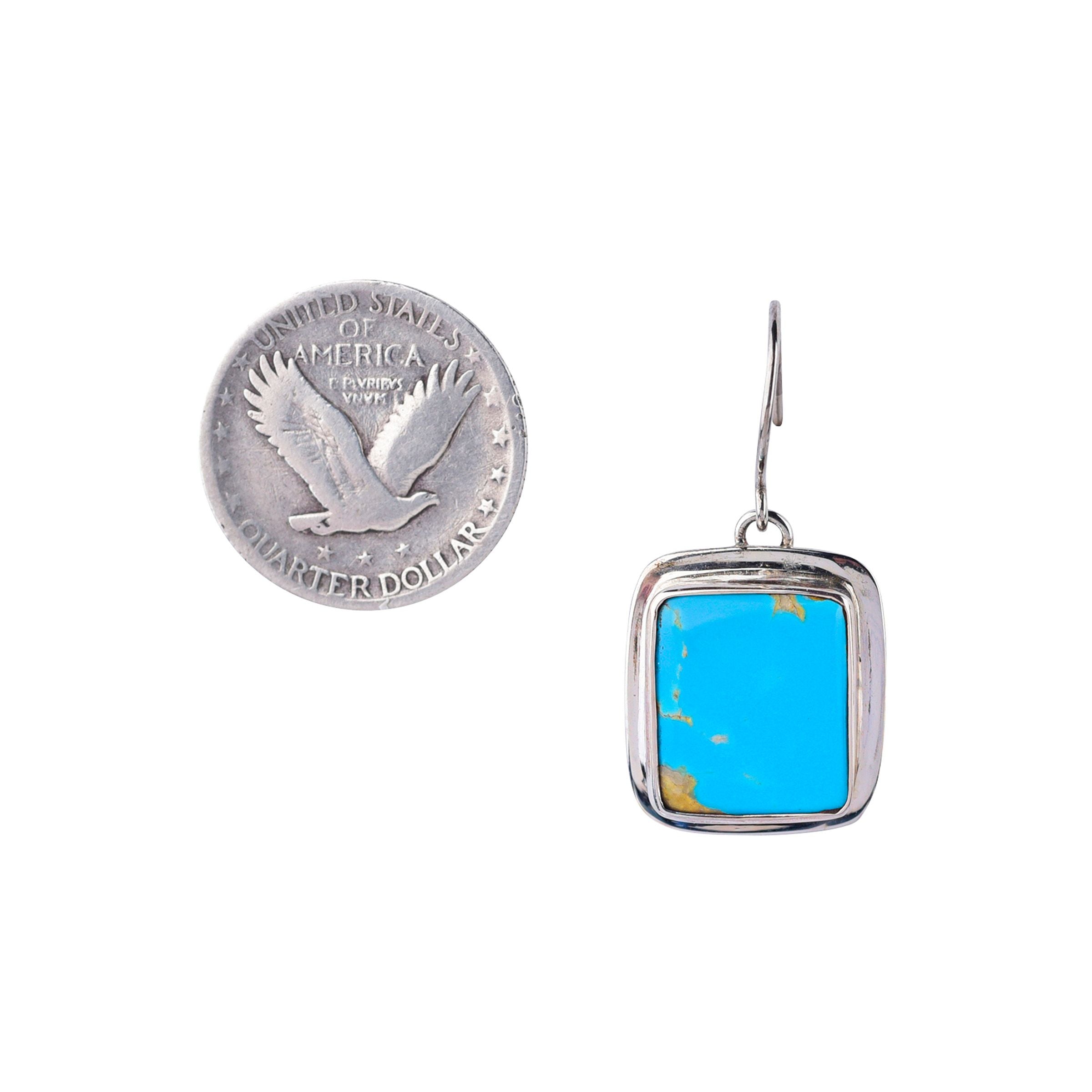 These Parlor Earrings will make a splash with their stunning blue turquoise stones set in sterling silver.