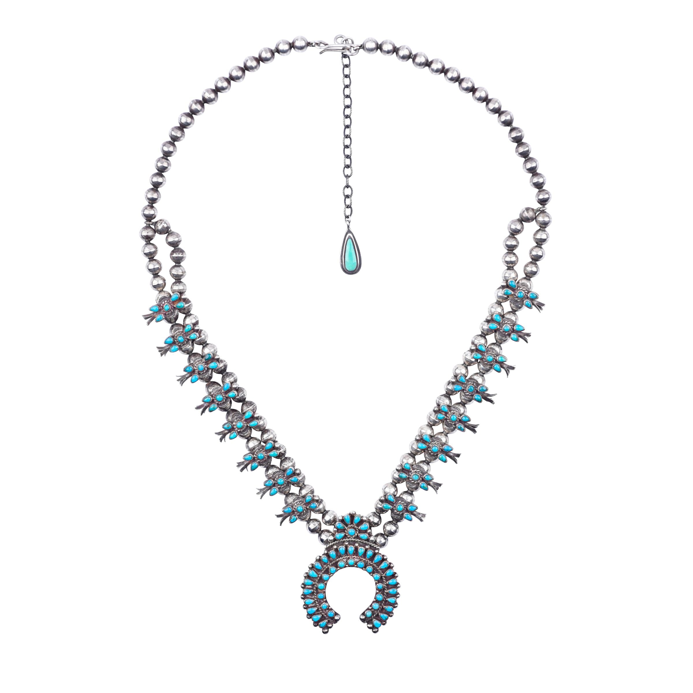 Popular Zuni squash blossom necklace