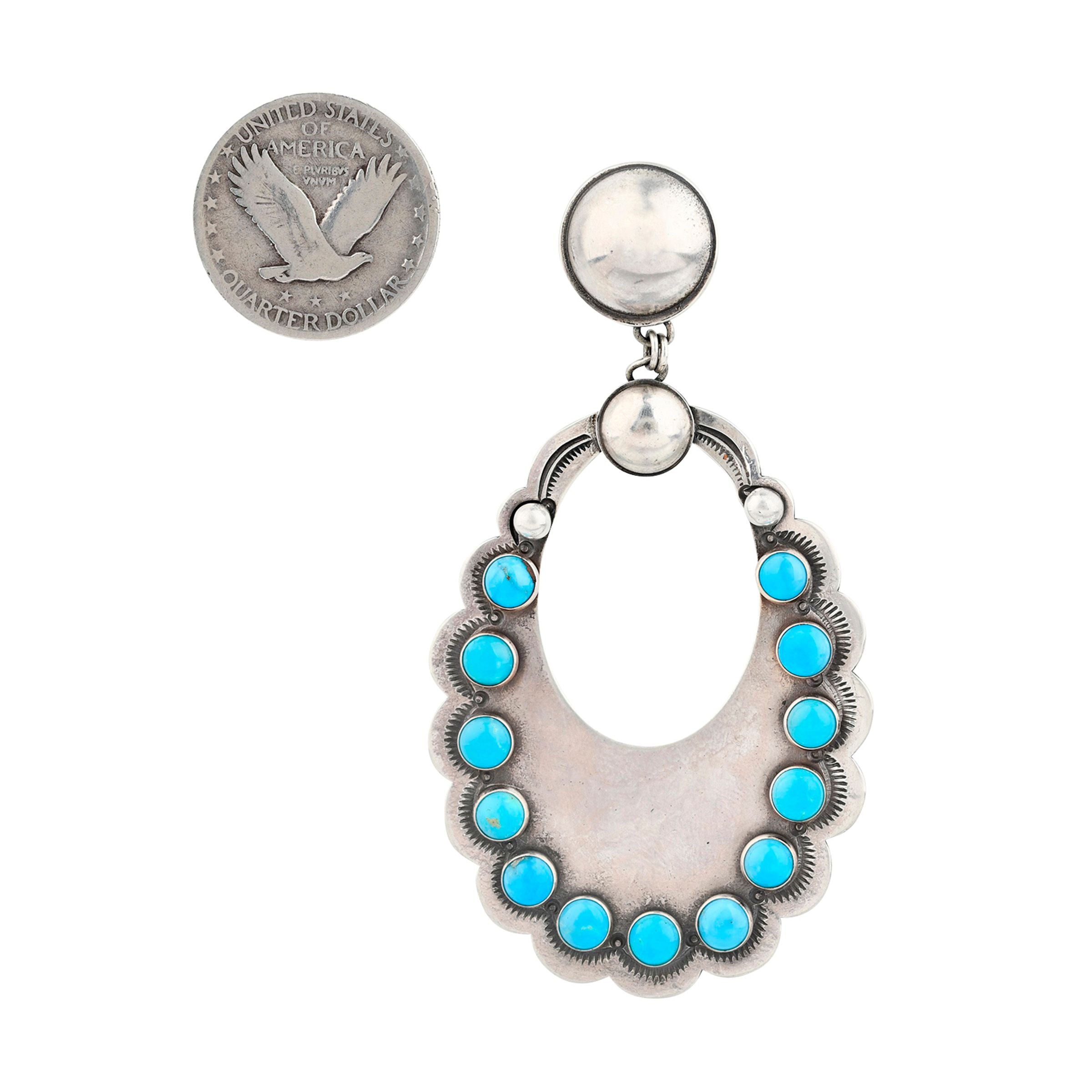 Dennis Hogan Eternal Bliss Earrings, artisan, sterling silver, made in USA, turquoise, wild west, statement earrings