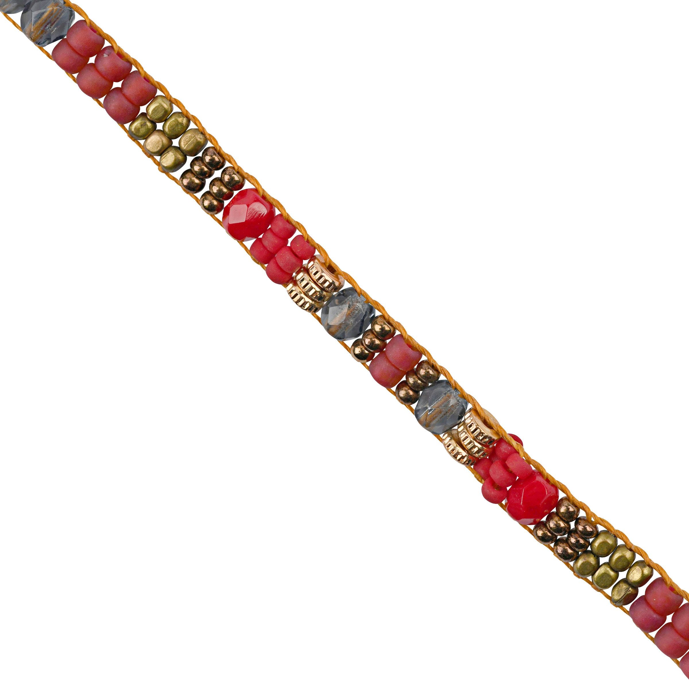 Chili Rose Beaded Wrap Bracelet