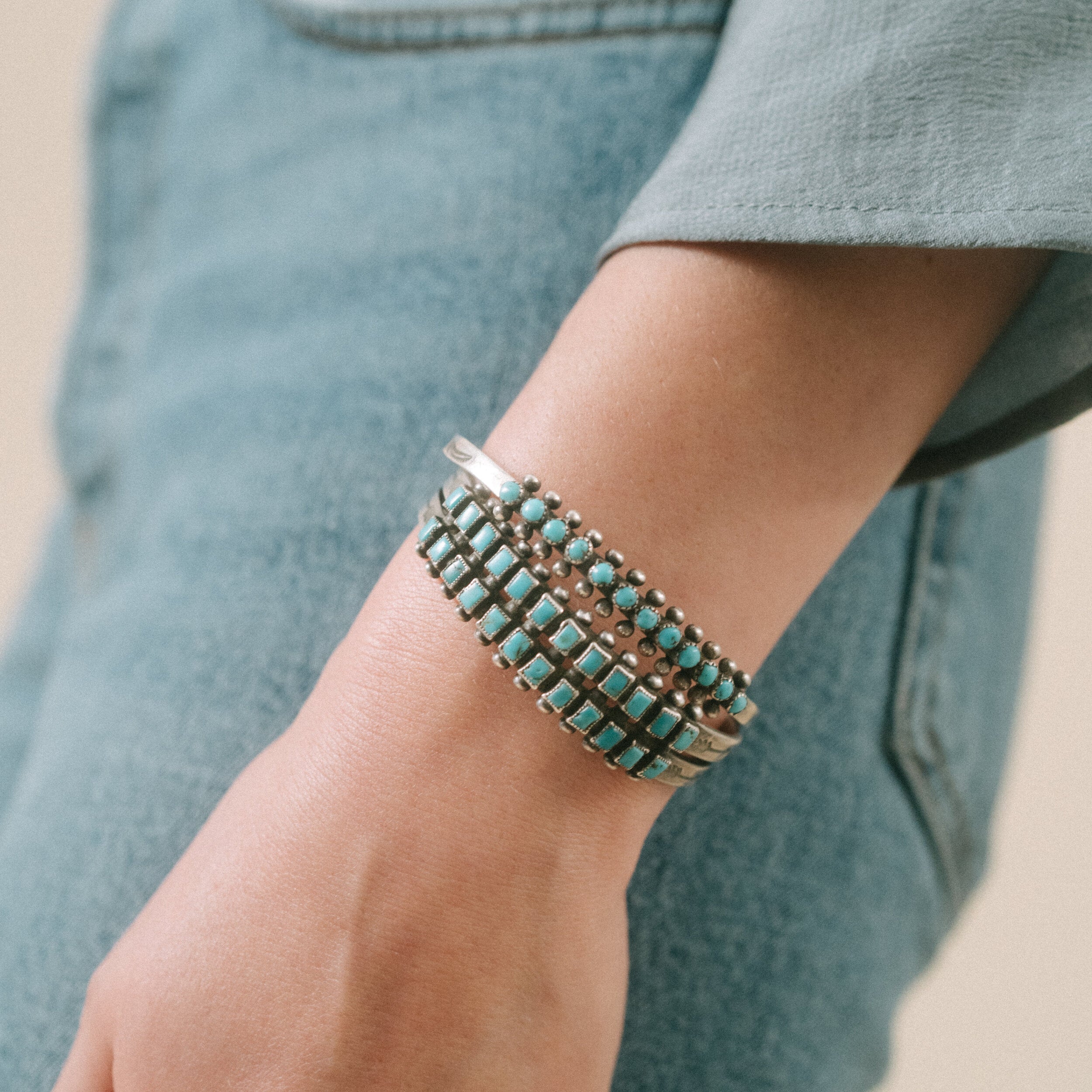 Vintage Zuni Two Row Cuff, c. 1940's