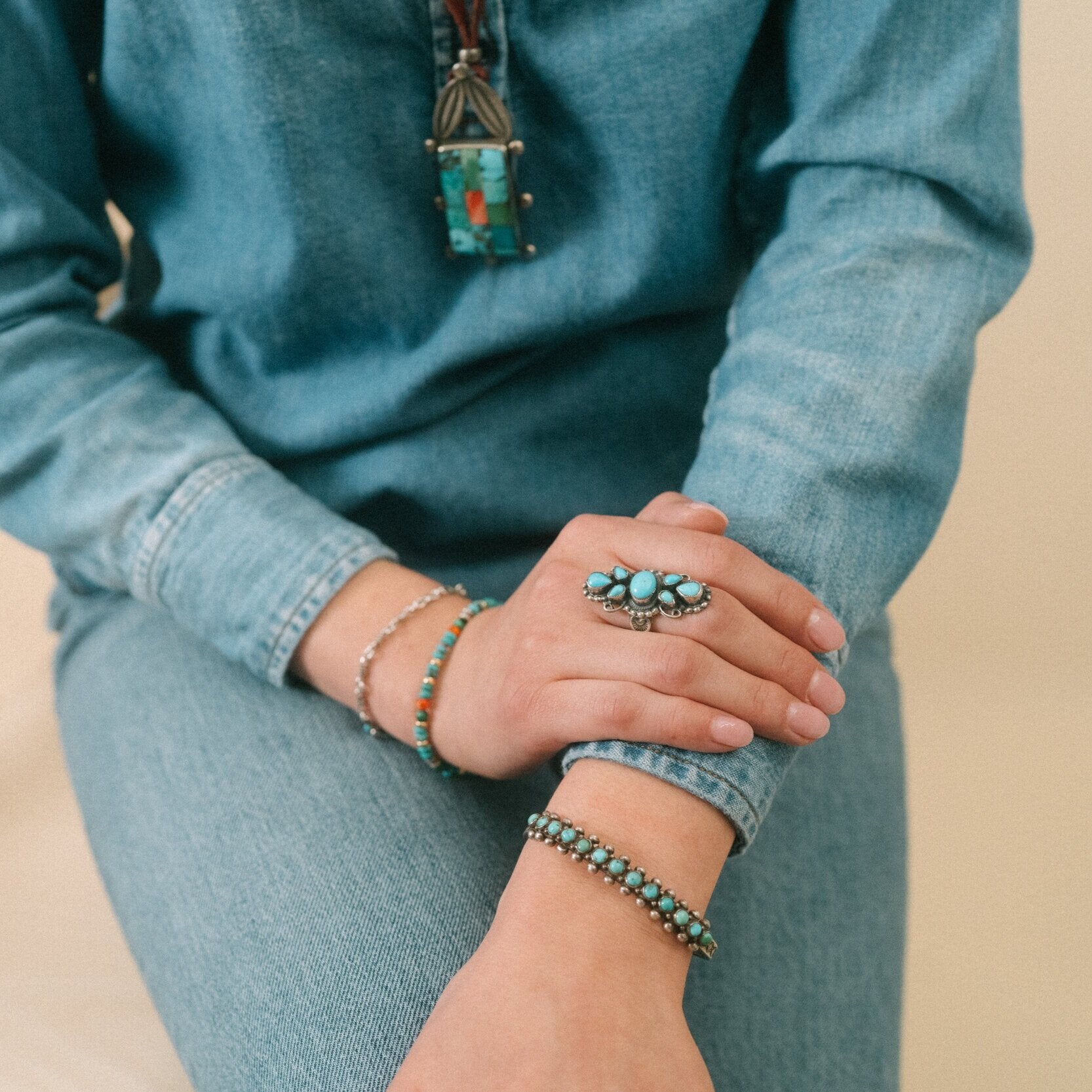 Vintage Zuni Row Cuff, c. 1960's