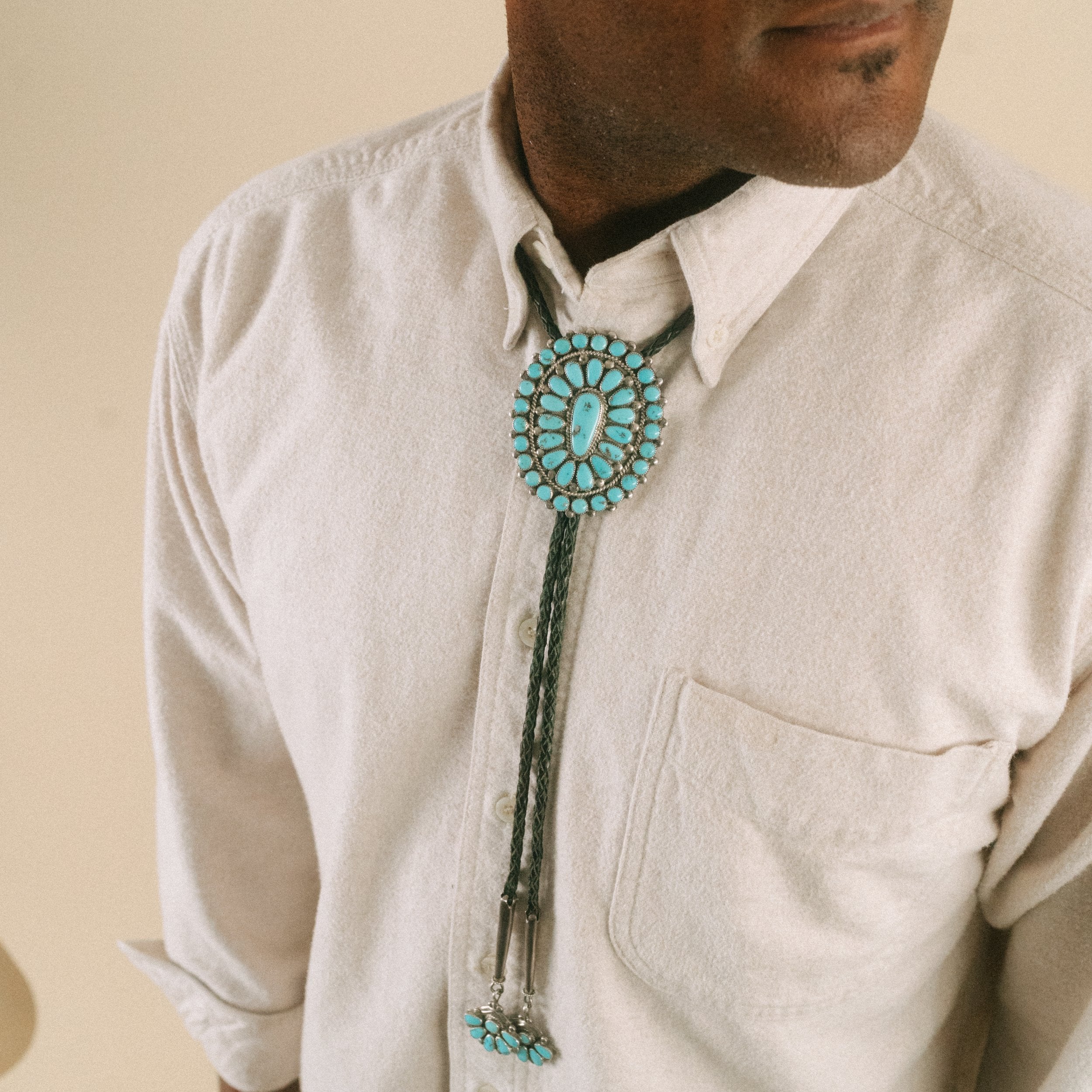 The In Bloom Petit Point Bolo Tie, c. 1960's