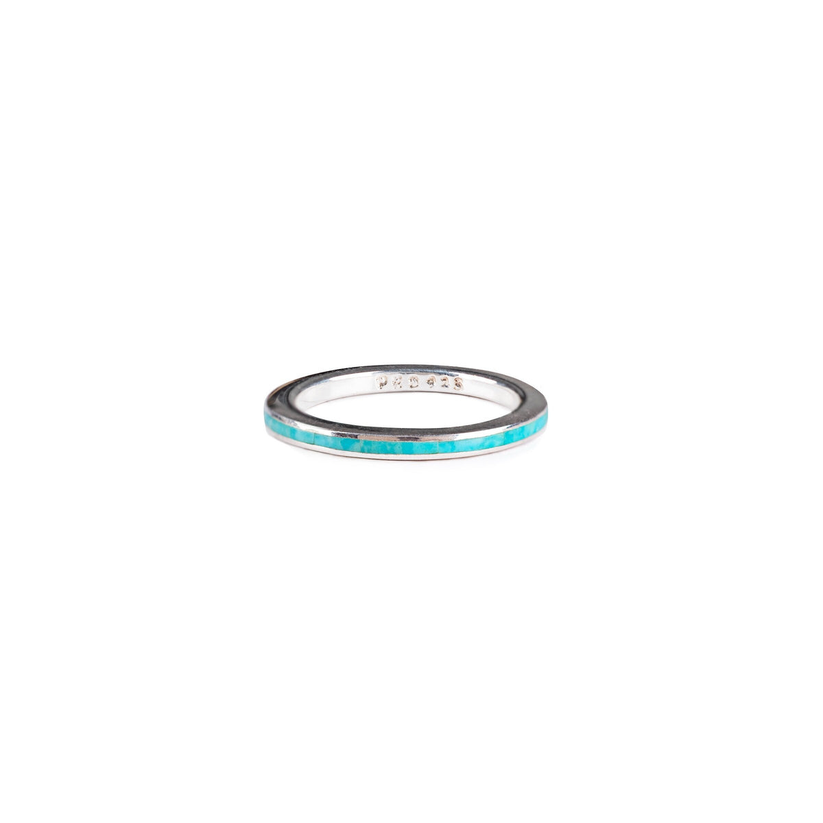 Turquoise inlay sterling silver band ring