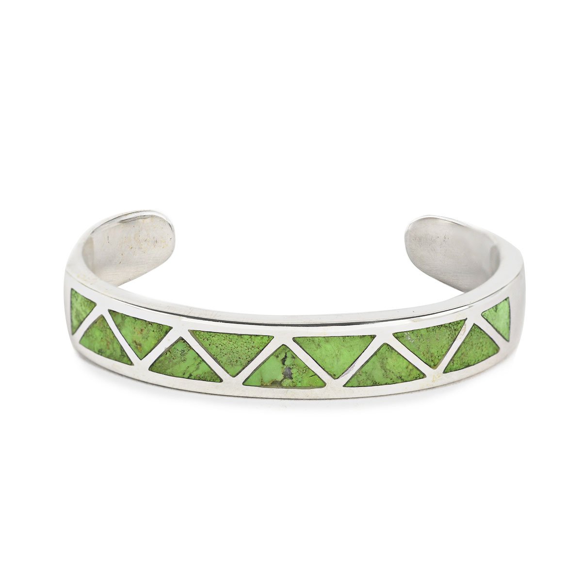 The vintage inspired Arrowhead cuff from our Bird and Arrow line that features sterling silver with Gaspeite stone inlay.  