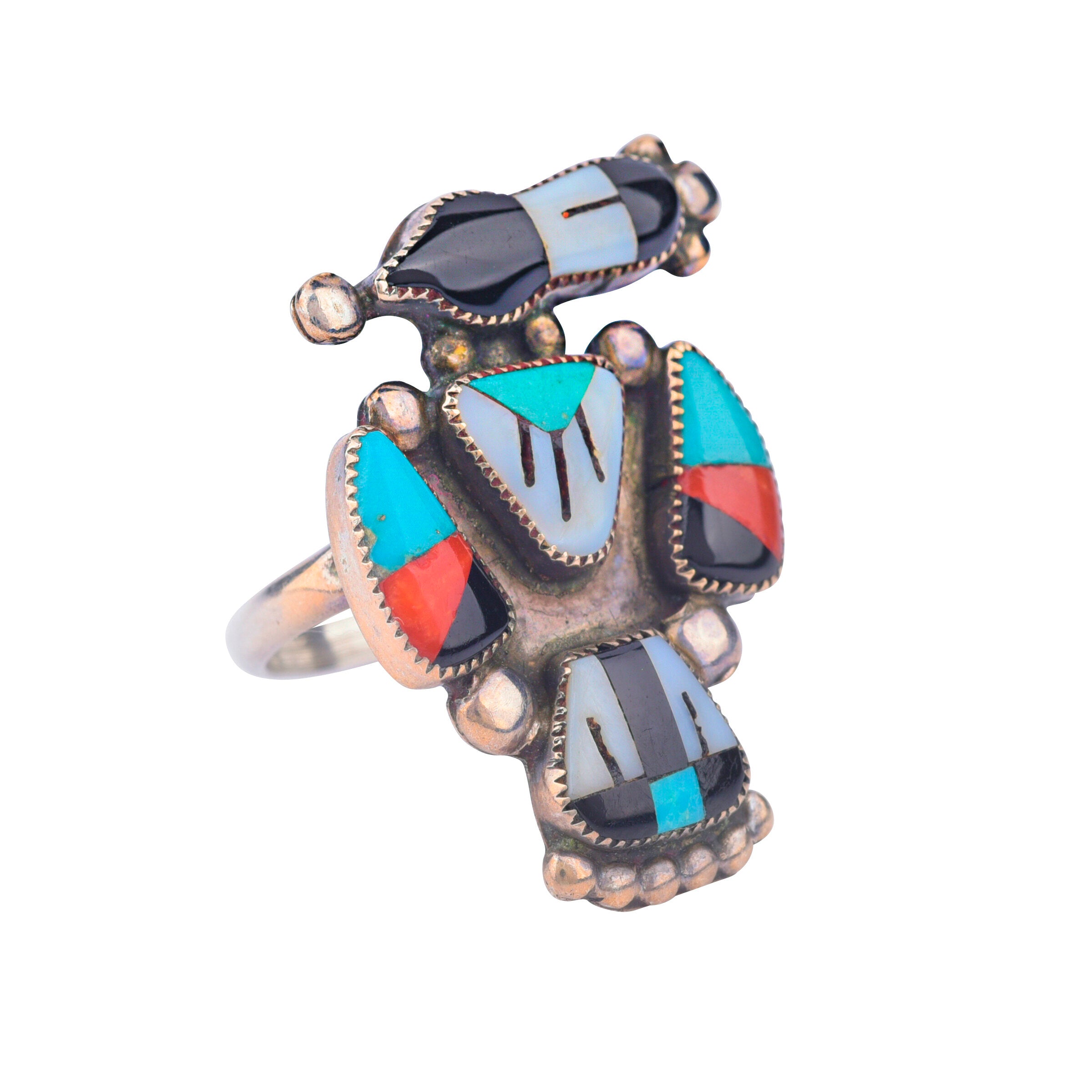 Vintage Zuni Thunderbird Ring, c. 1970
