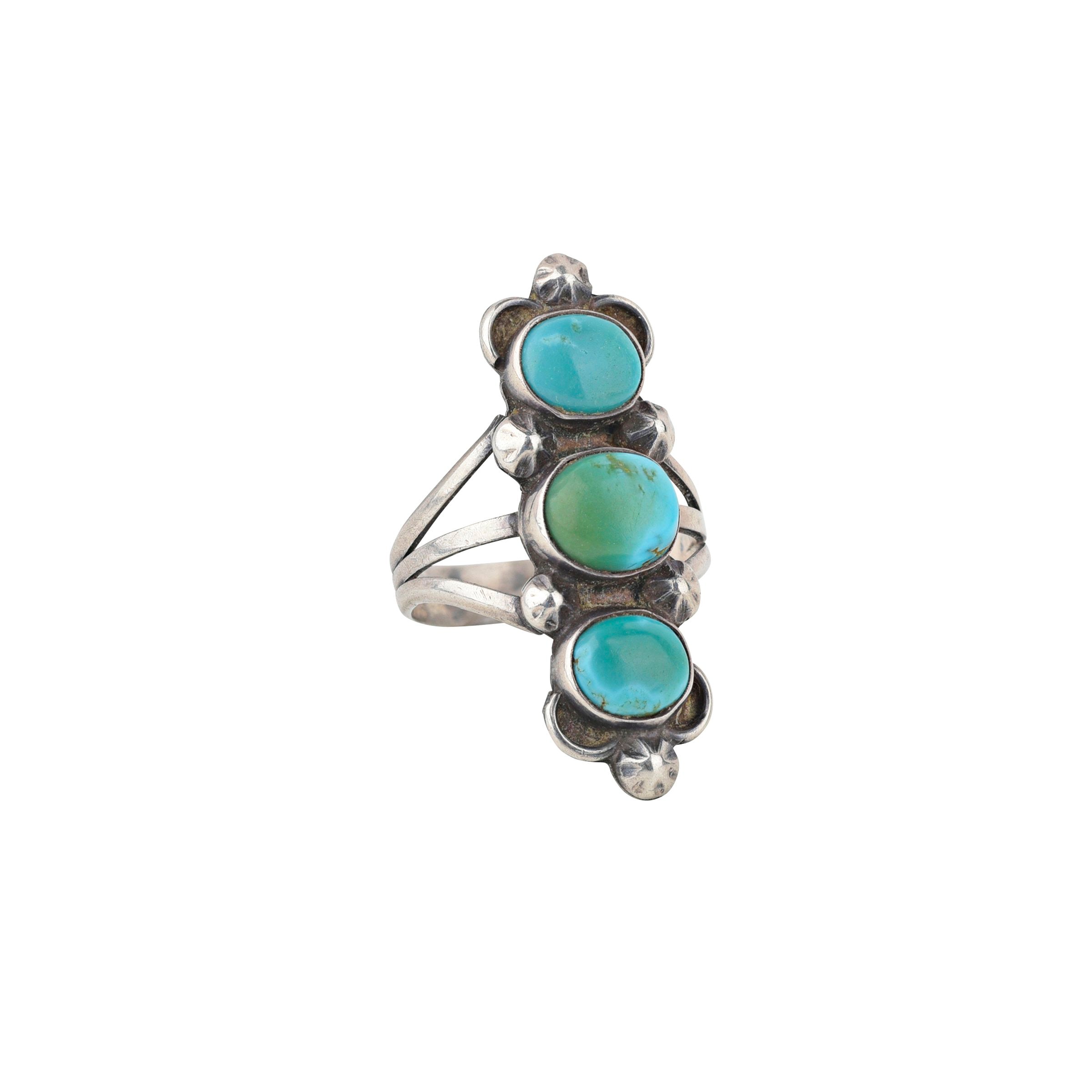 Vintage Navajo Three Stone Ring - Size 6