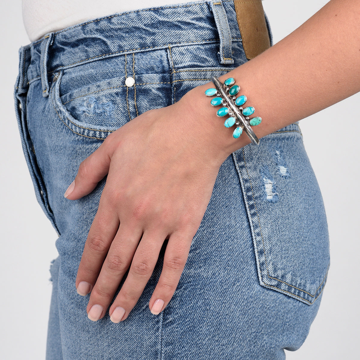 Vintage Turquoise Leaf Cuff