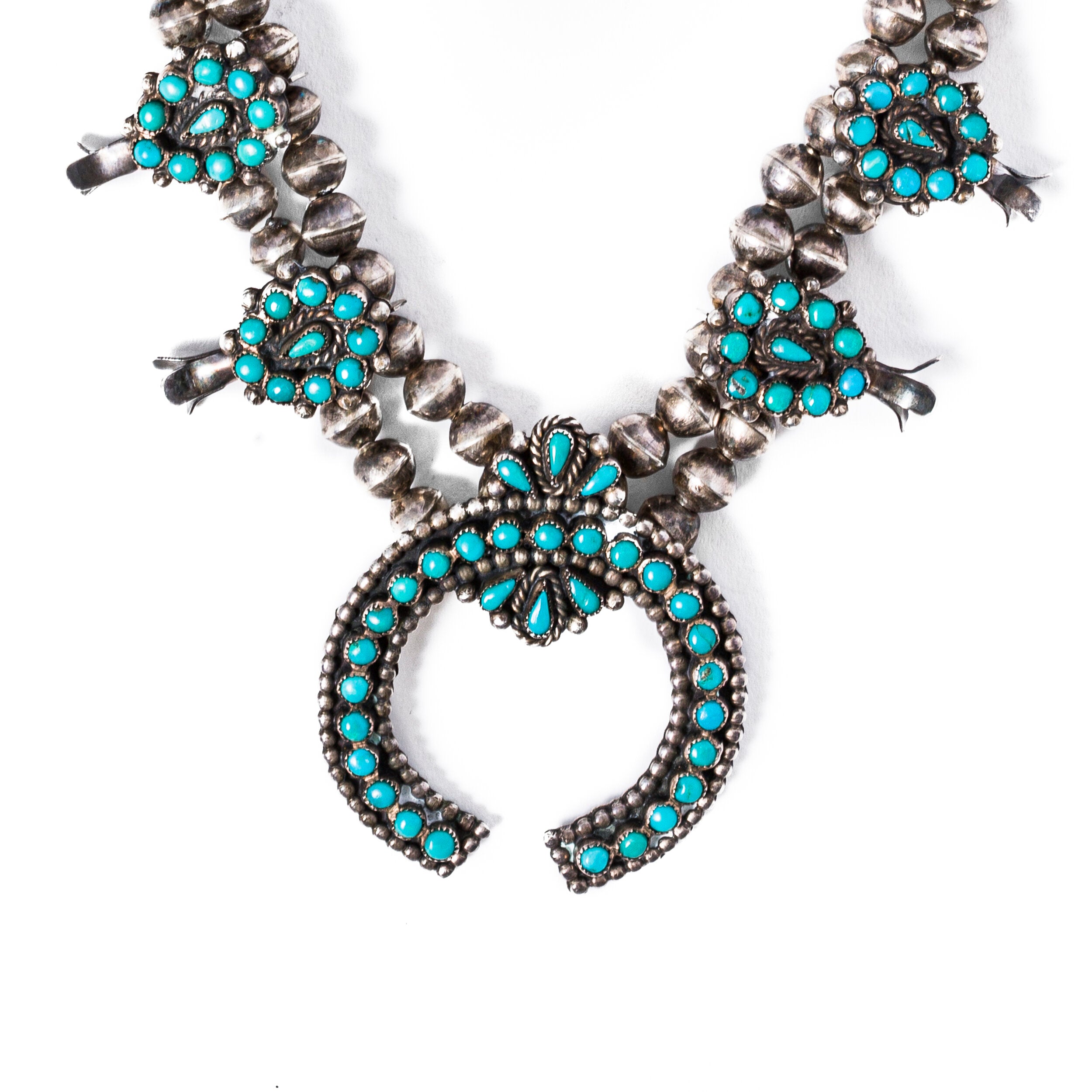 Vintage Zuni Squash Blossom Necklace, c. 1950