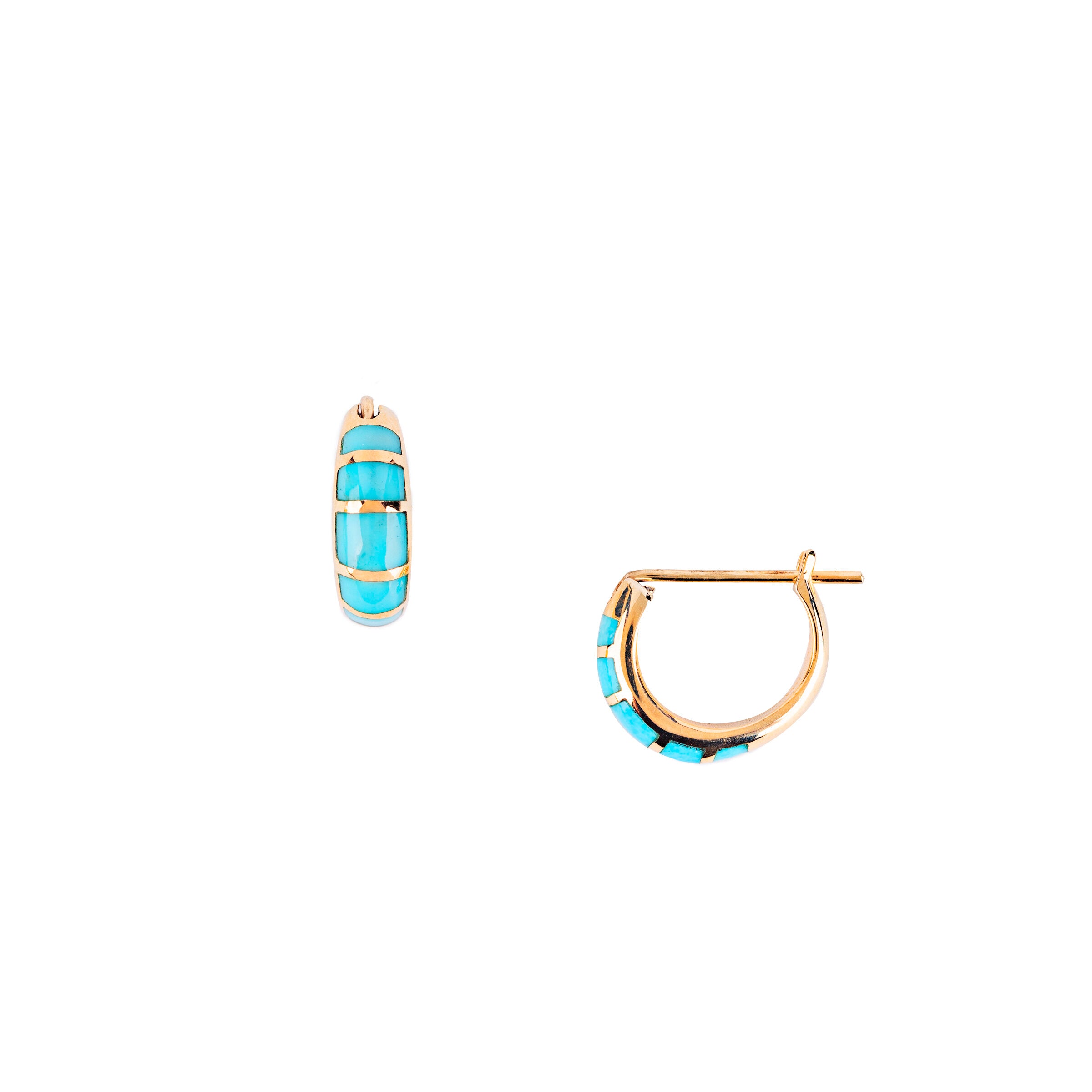 14k Turquoise Hoop Earrings