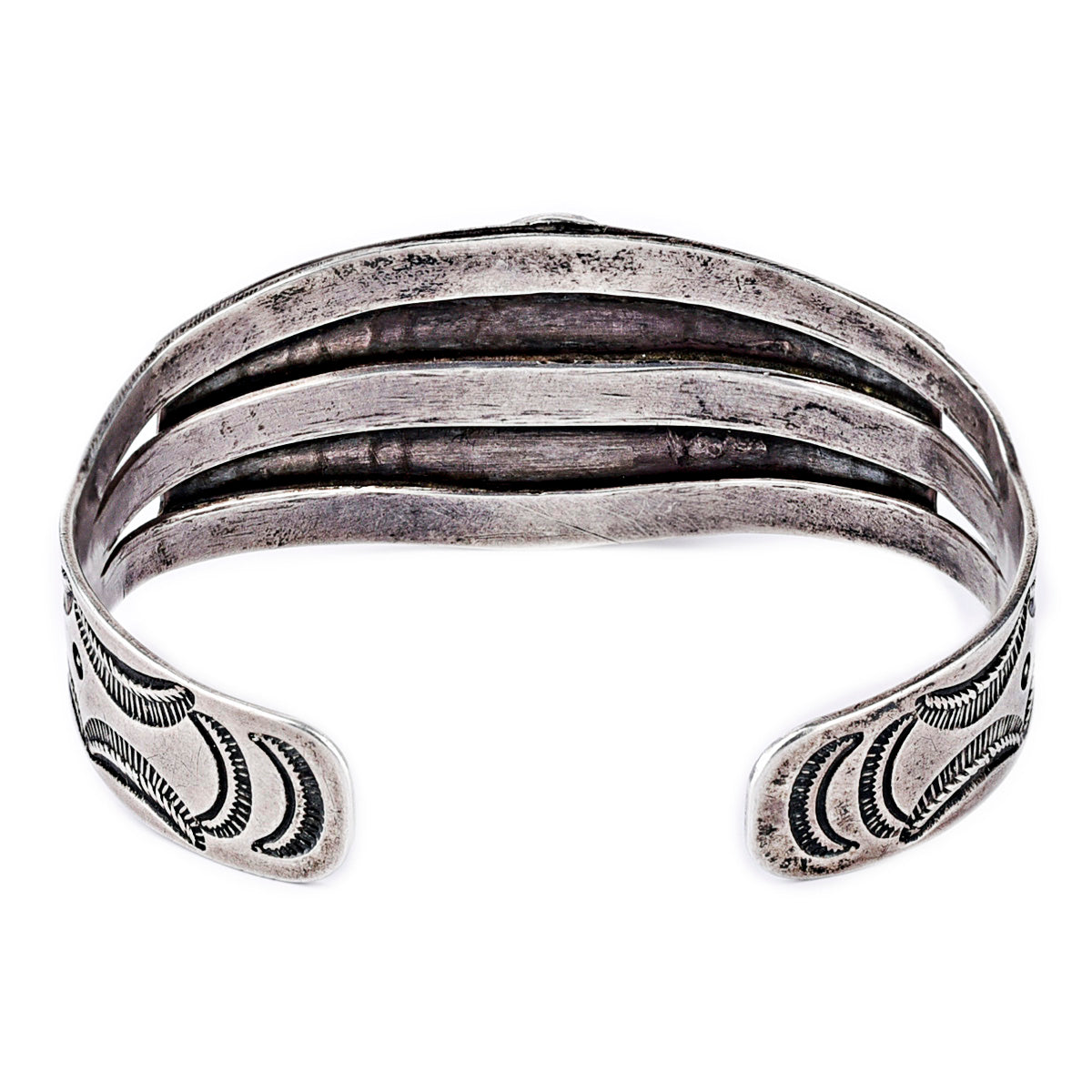 Vintage 1920's Stamped Cuff with Green Turquoise 