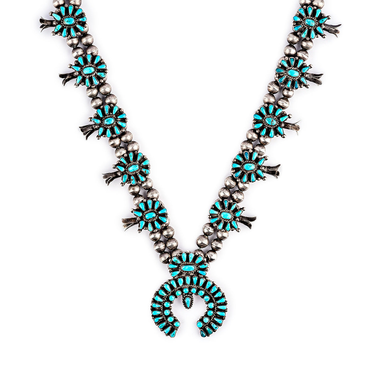 Vintage Zuni Squash Blossom Necklace