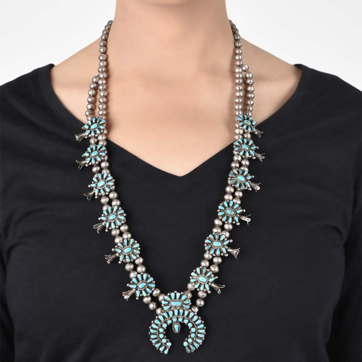 Vintage Zuni Squash Blossom Necklace