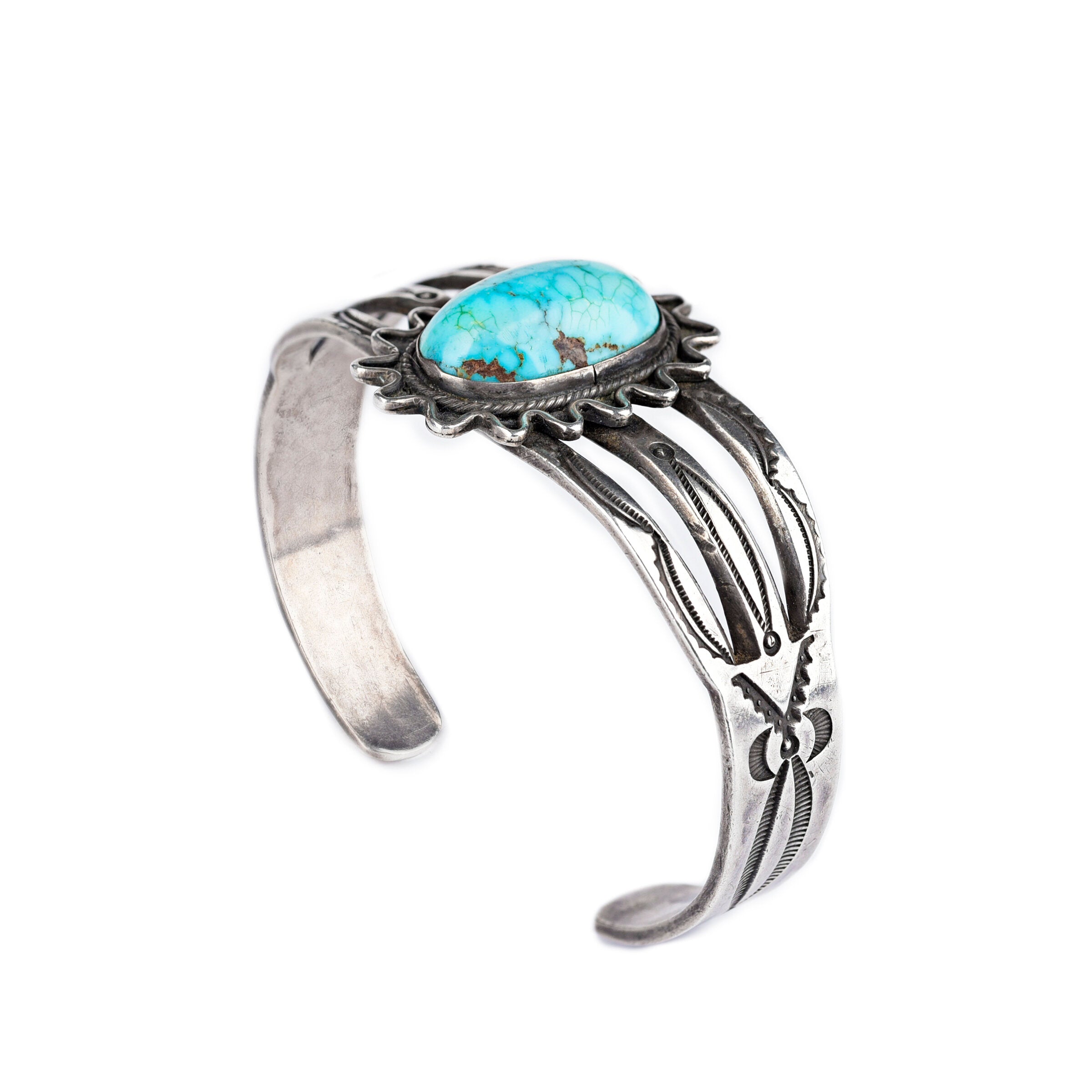 Vintage Split Shank Turquoise Cuff, C. 1940's