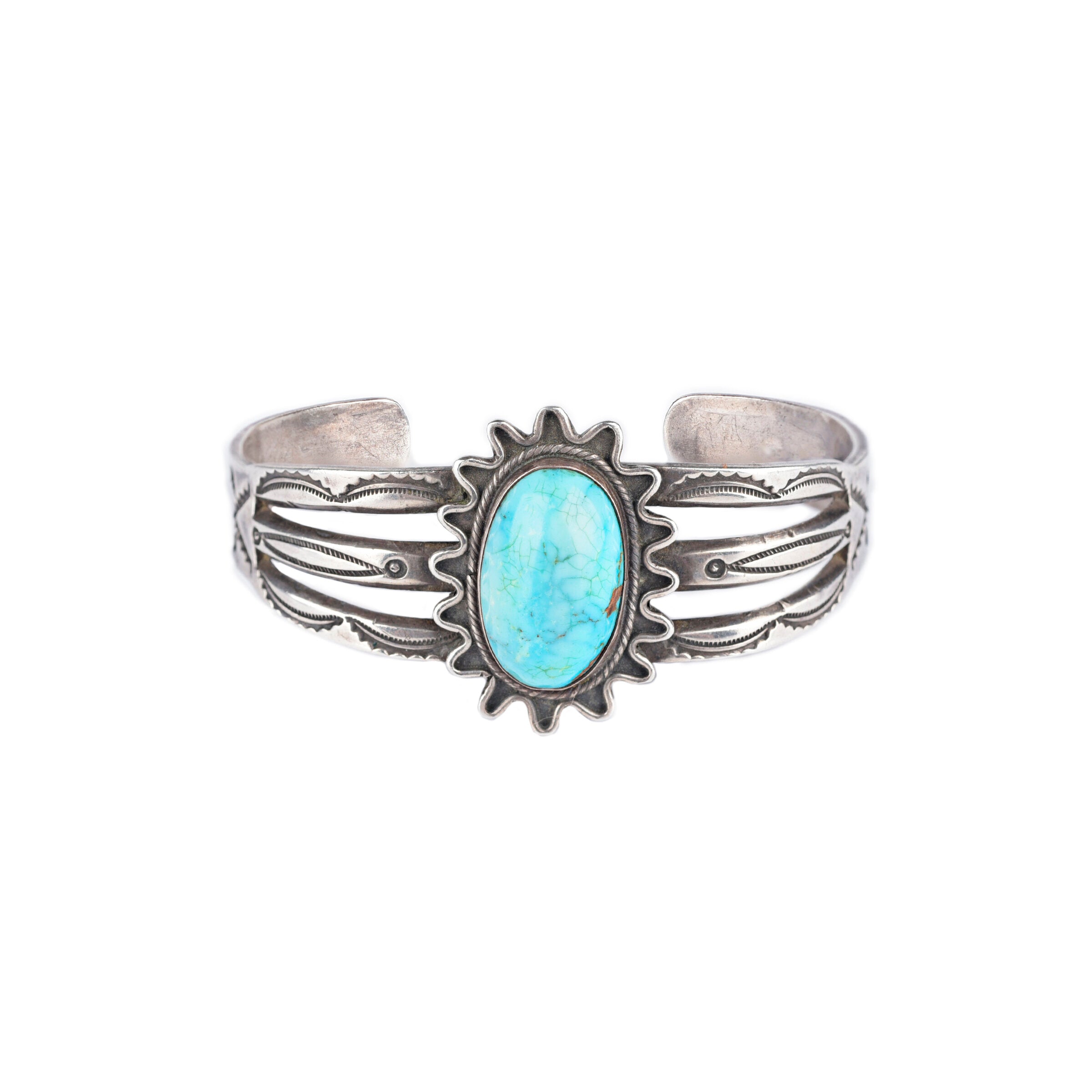 Vintage Split Shank Turquoise Cuff, C. 1940's