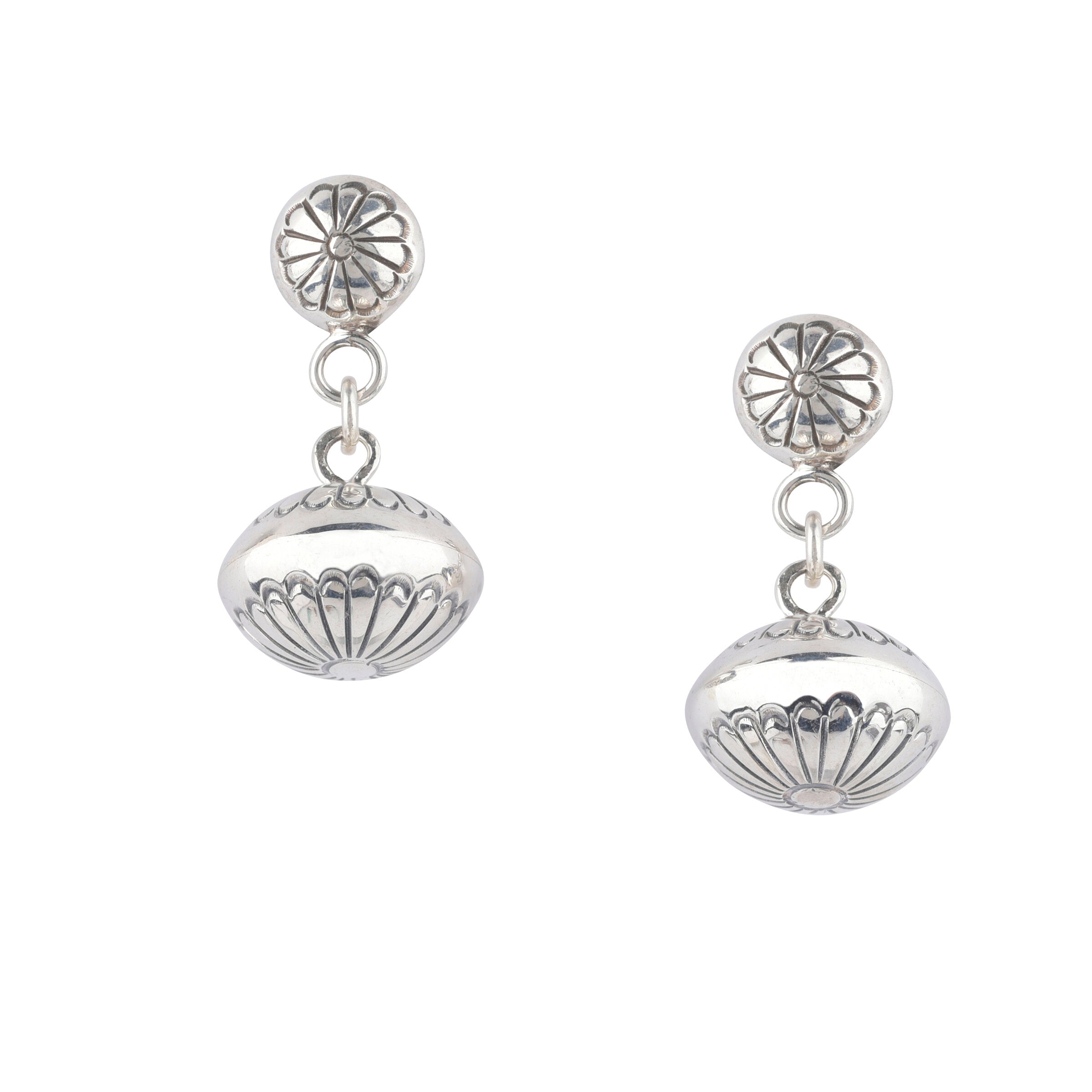 Marie Yazzie Dangle Earrings, native, sterling silver, made in USA, artisan