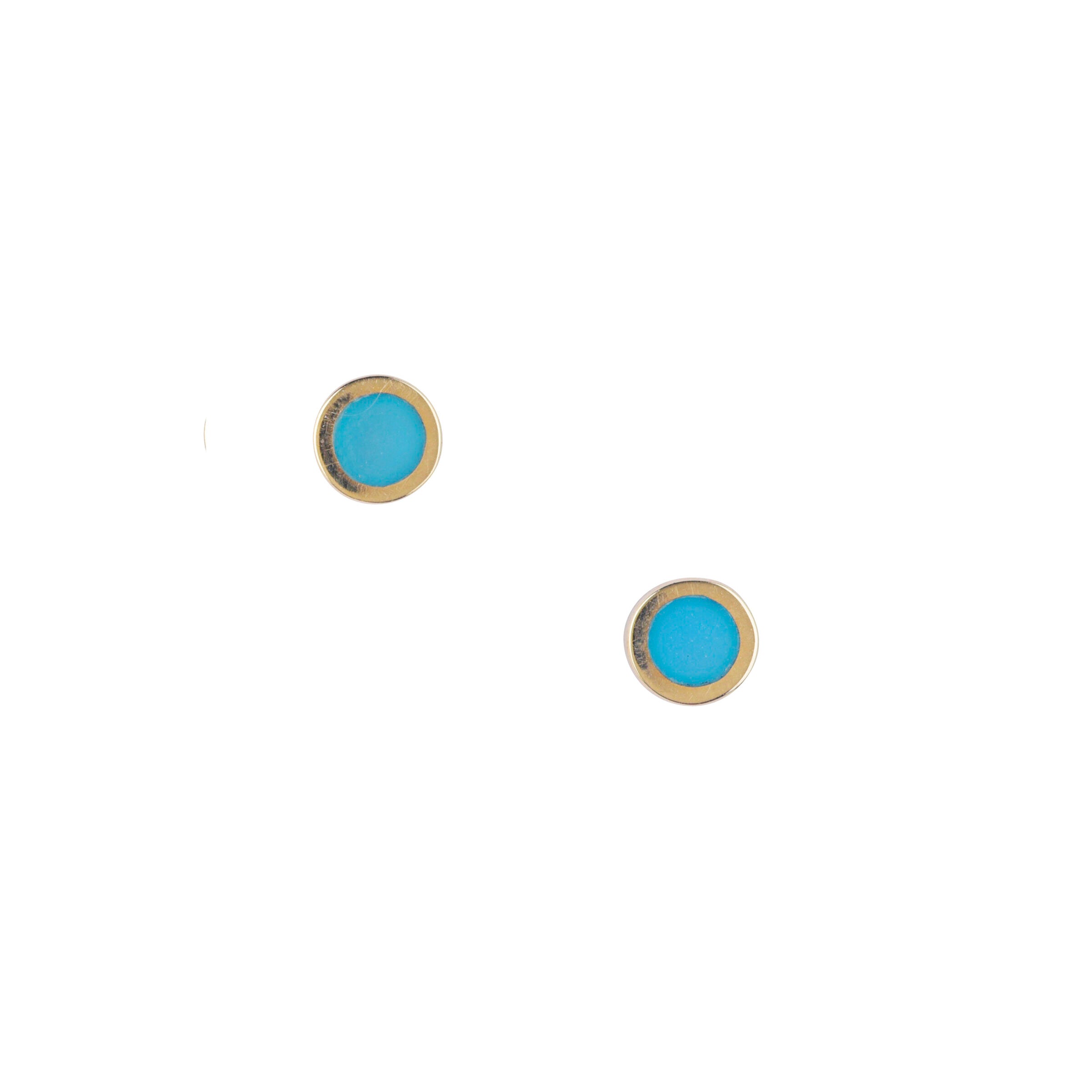 14K Gold Turquoise Dot Earrings