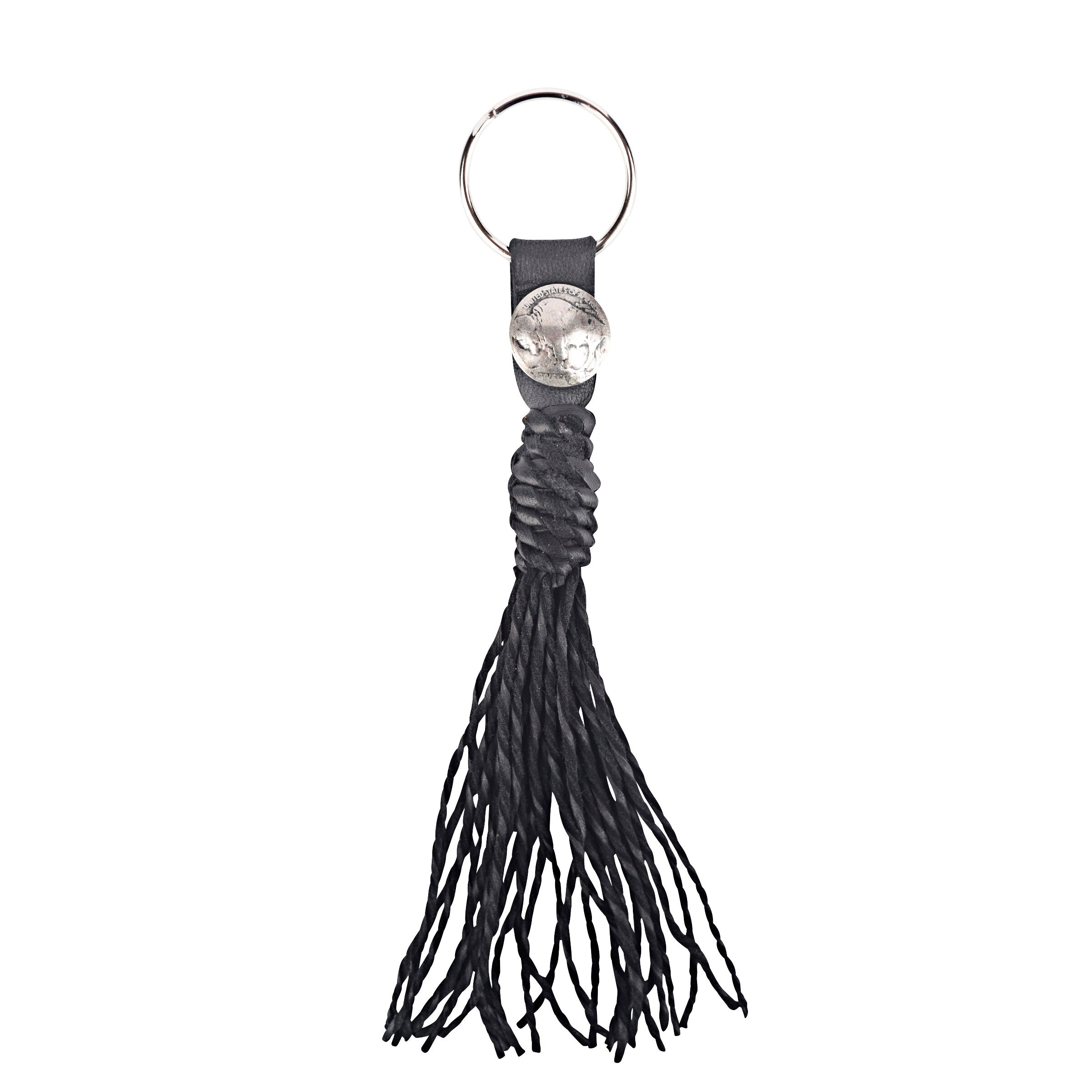 Lampman Black Leather Fringe Key Chain