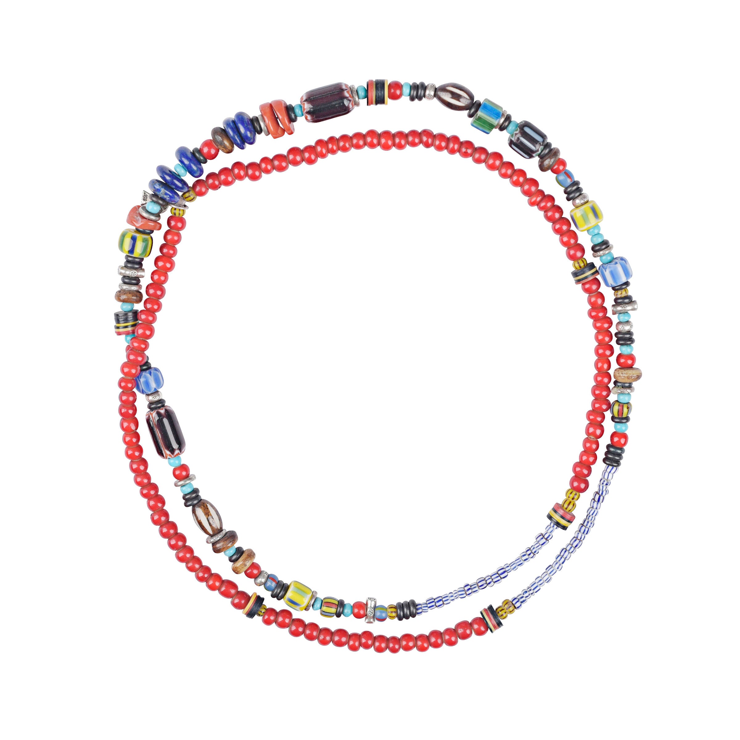 White Heart Trade Bead Necklace