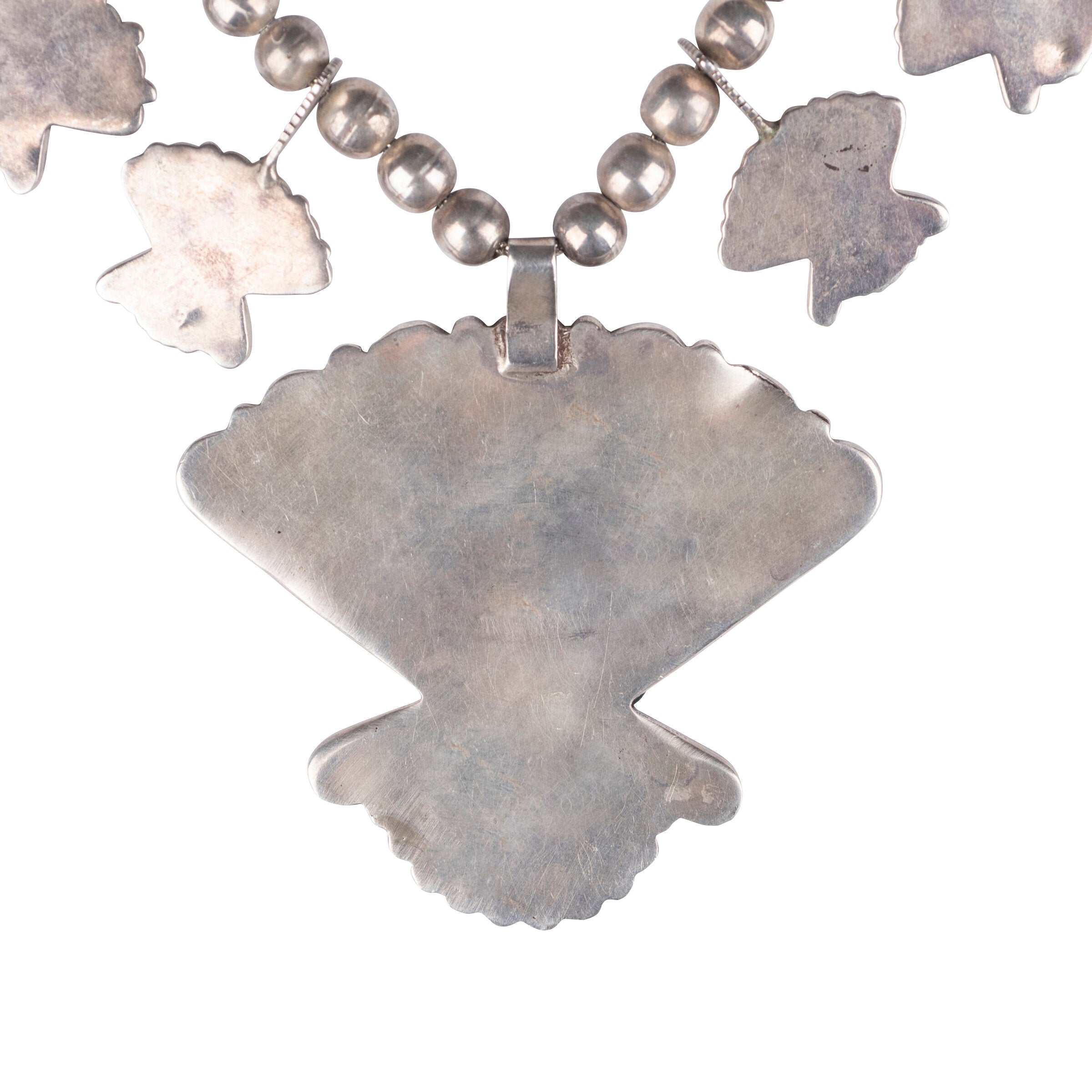 Vintage Zuni Inlay Sun Face Necklace, c. 1950