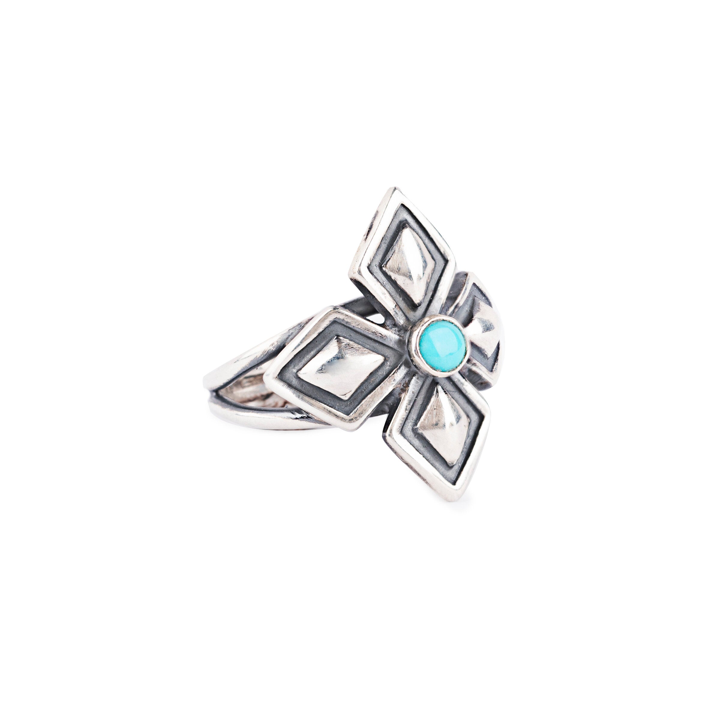 Cross Turquoise Sterling Silver Ring