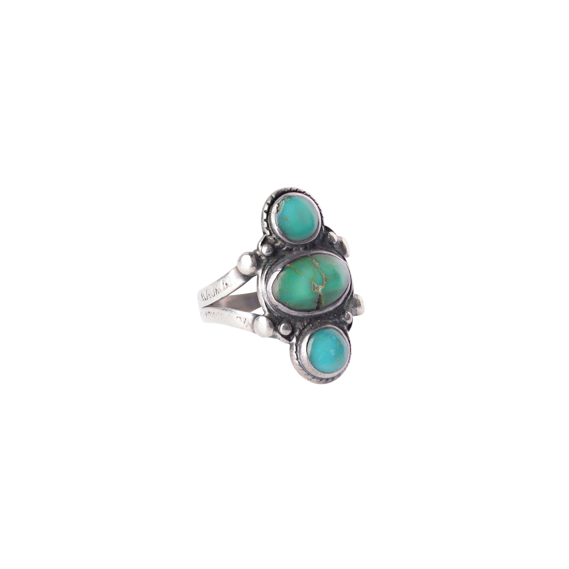 Vintage Three Stone Turquoise Ring, c. 1940's