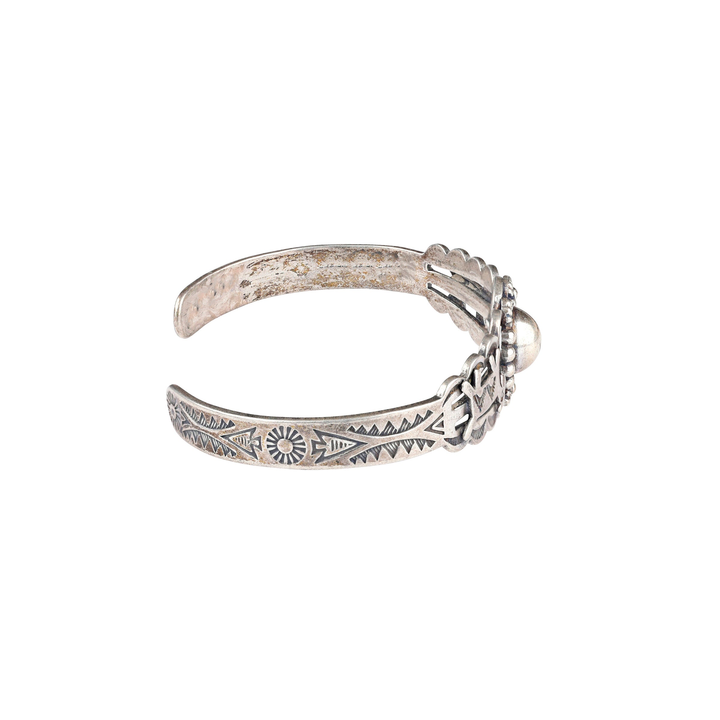 Vintage Sterling Silver Cuff with Dog Overlay Charms, c. 1940's