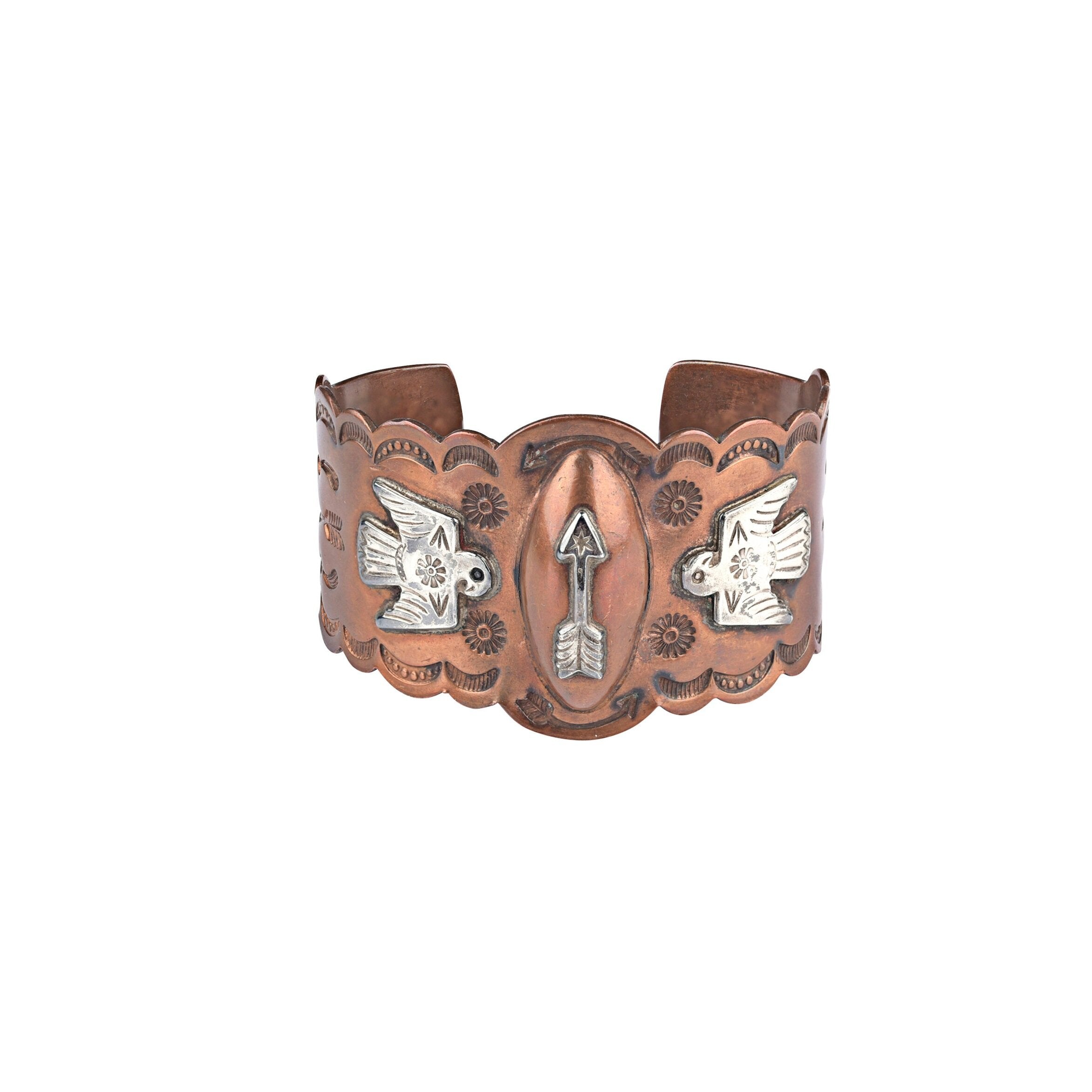 Vintage Copper and Sterling Silver Cuff, c. 1940's