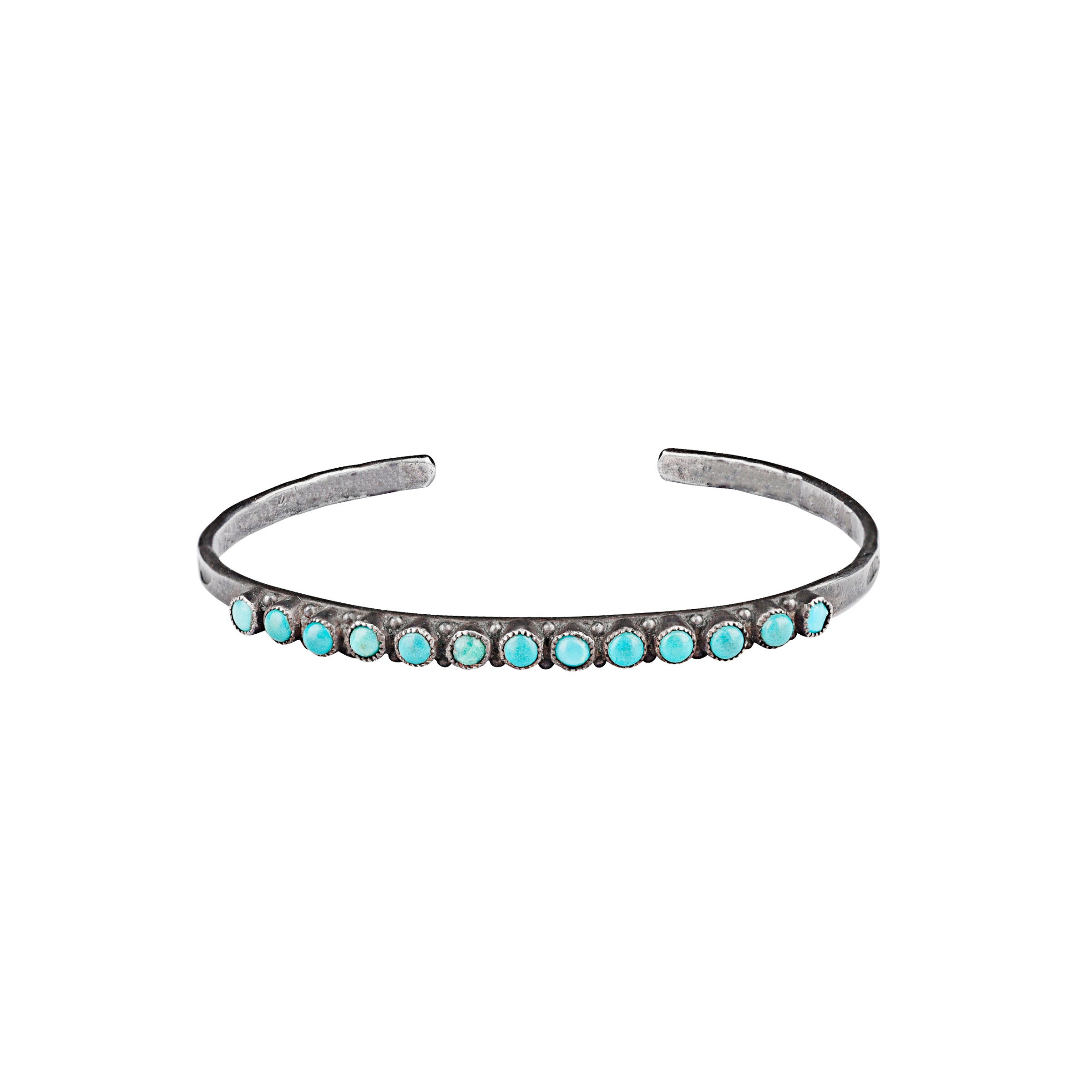 Vintage Zuni Saw Tooth Turquoise Stone Cuff, c. 1940's