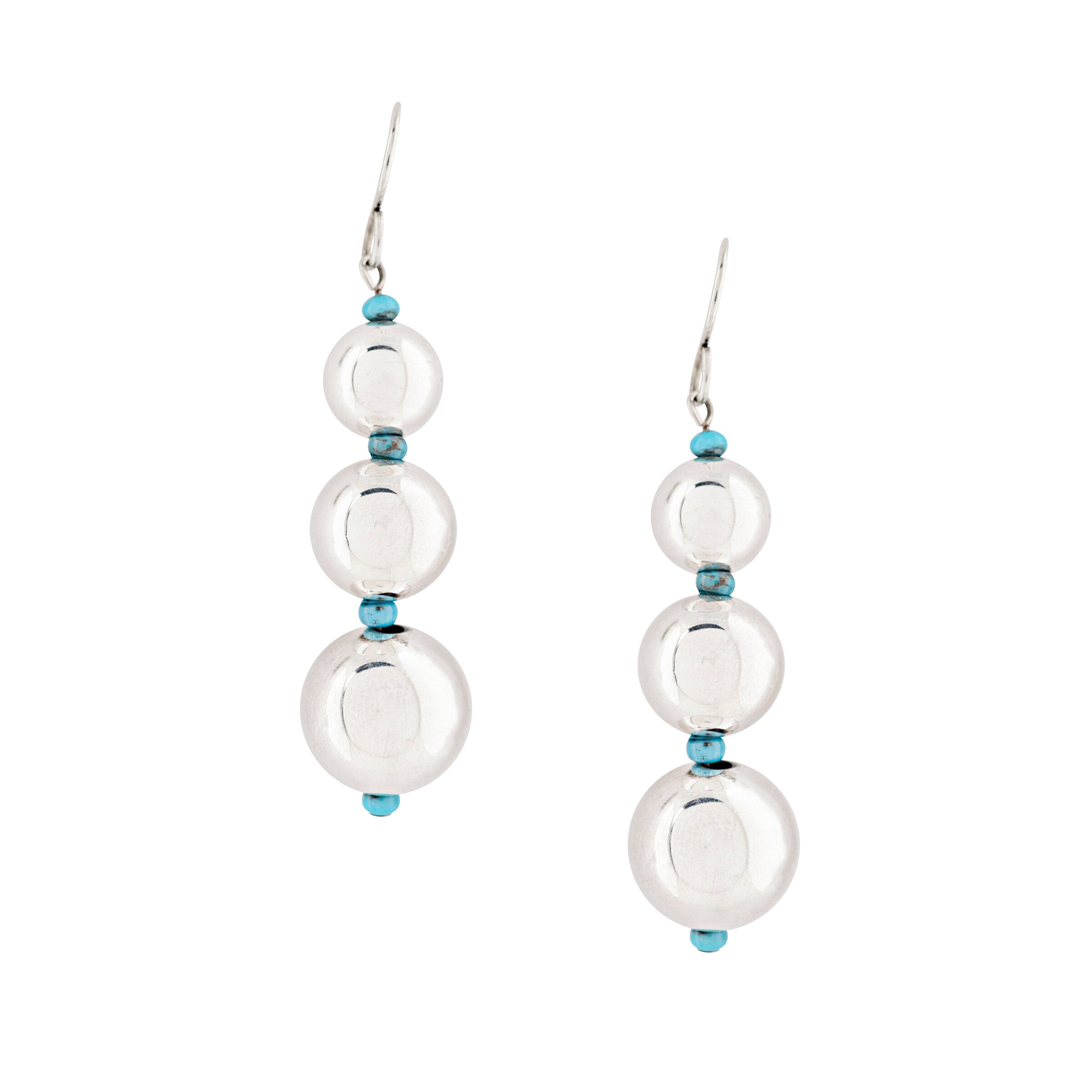Sterling Silver Bead and Turquoise Earrings