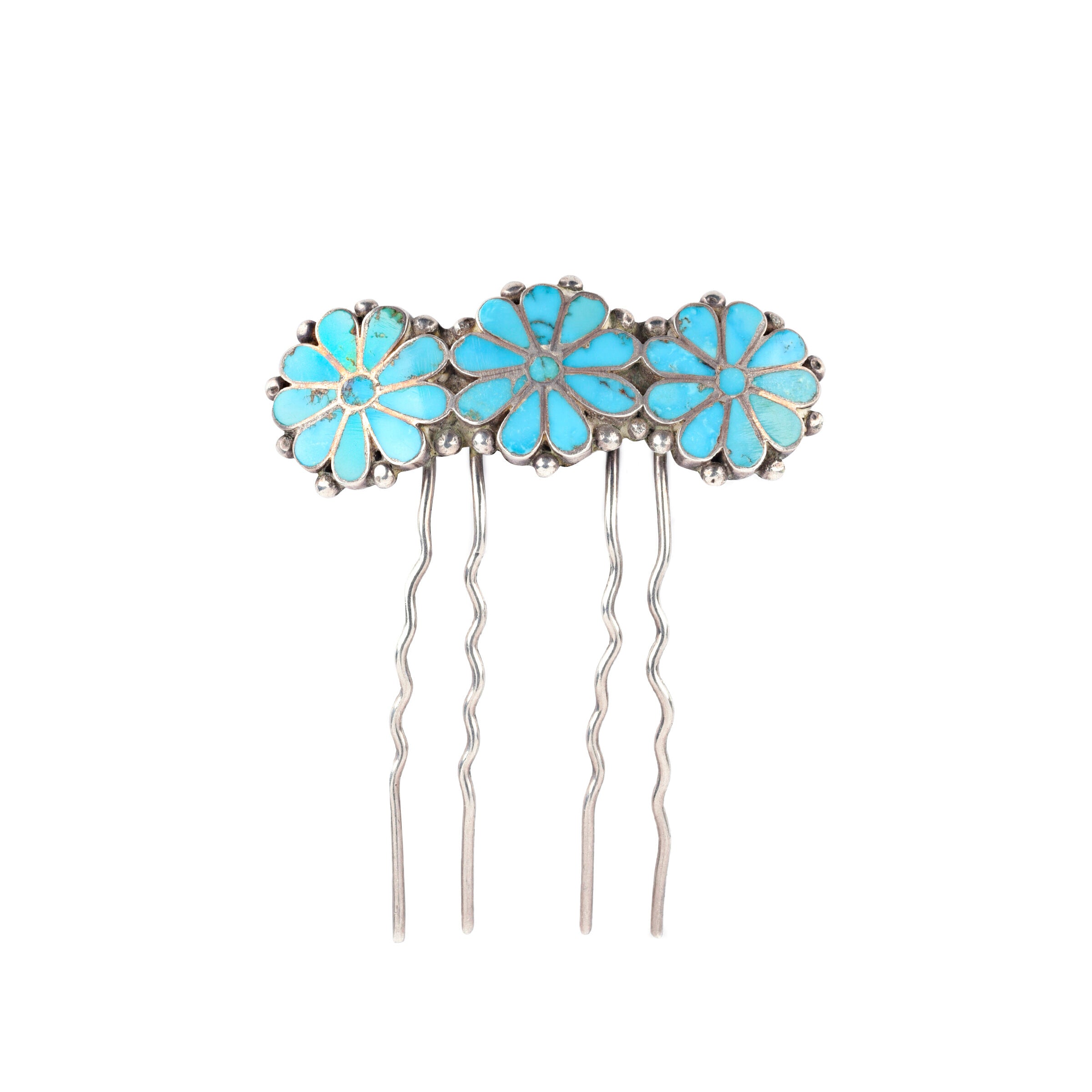 Turquoise Flower Hair Pin - With Brass Pin. – Paloma Stipp