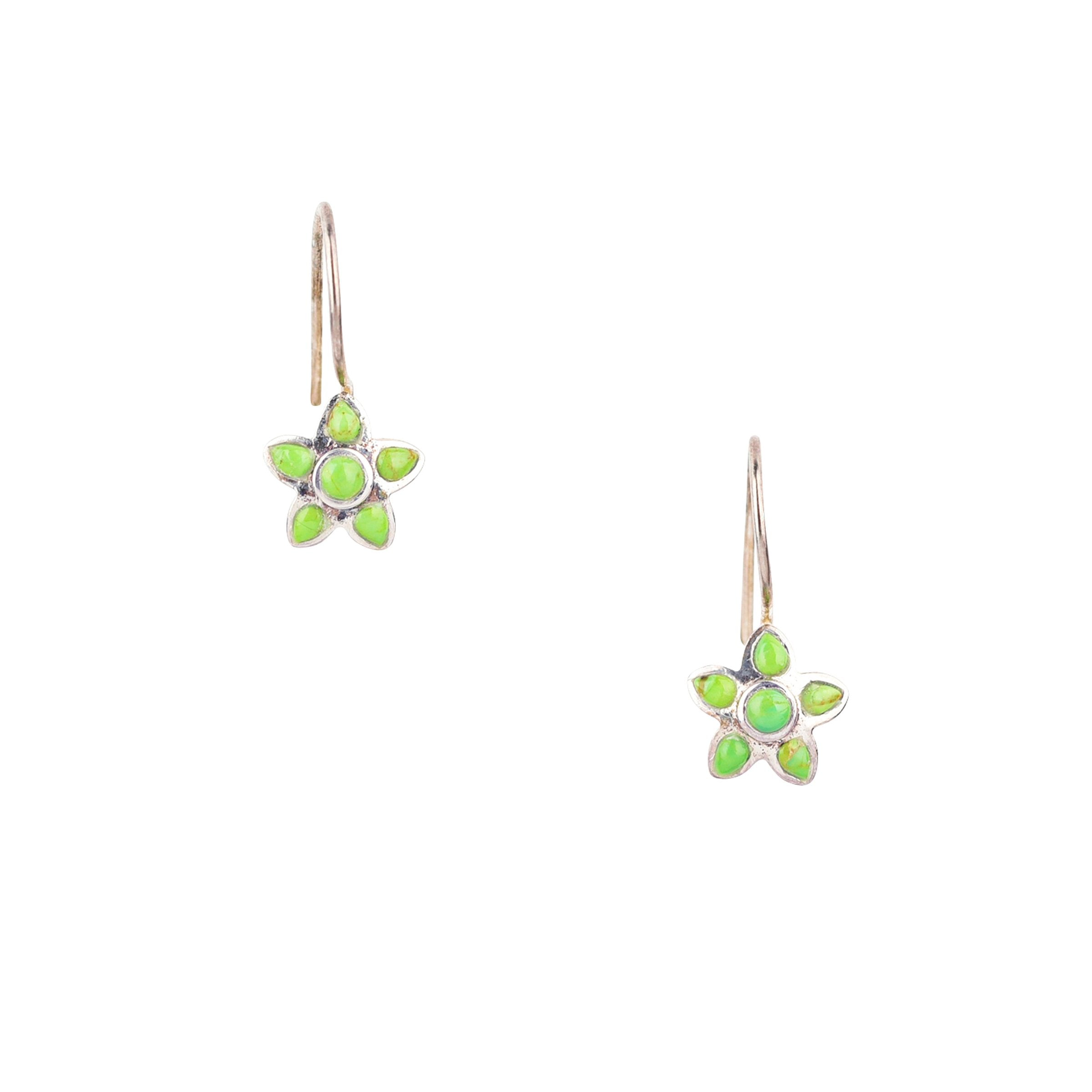 Petite Green Flower Earring