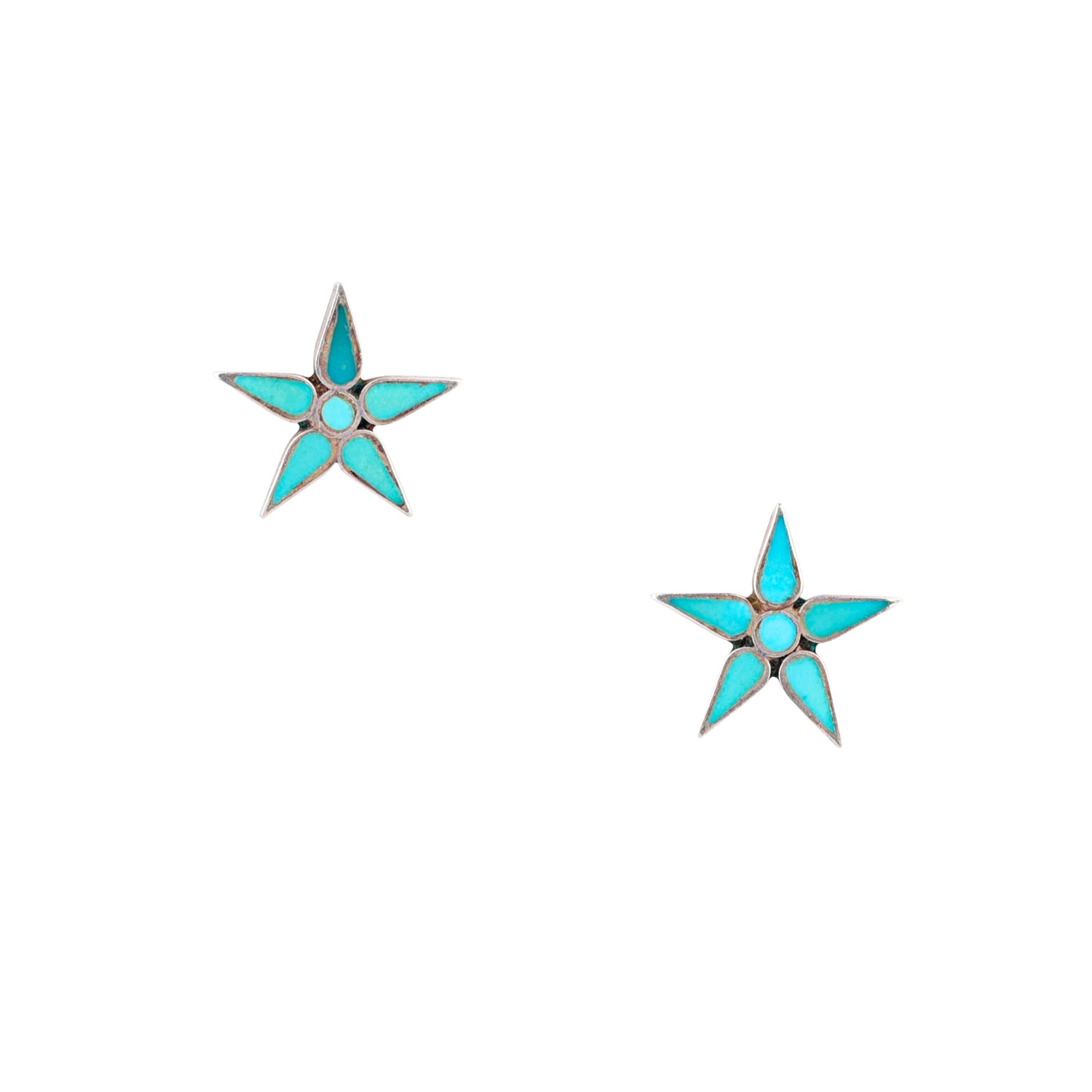 Vintage Turquoise Star Inlay Earrings