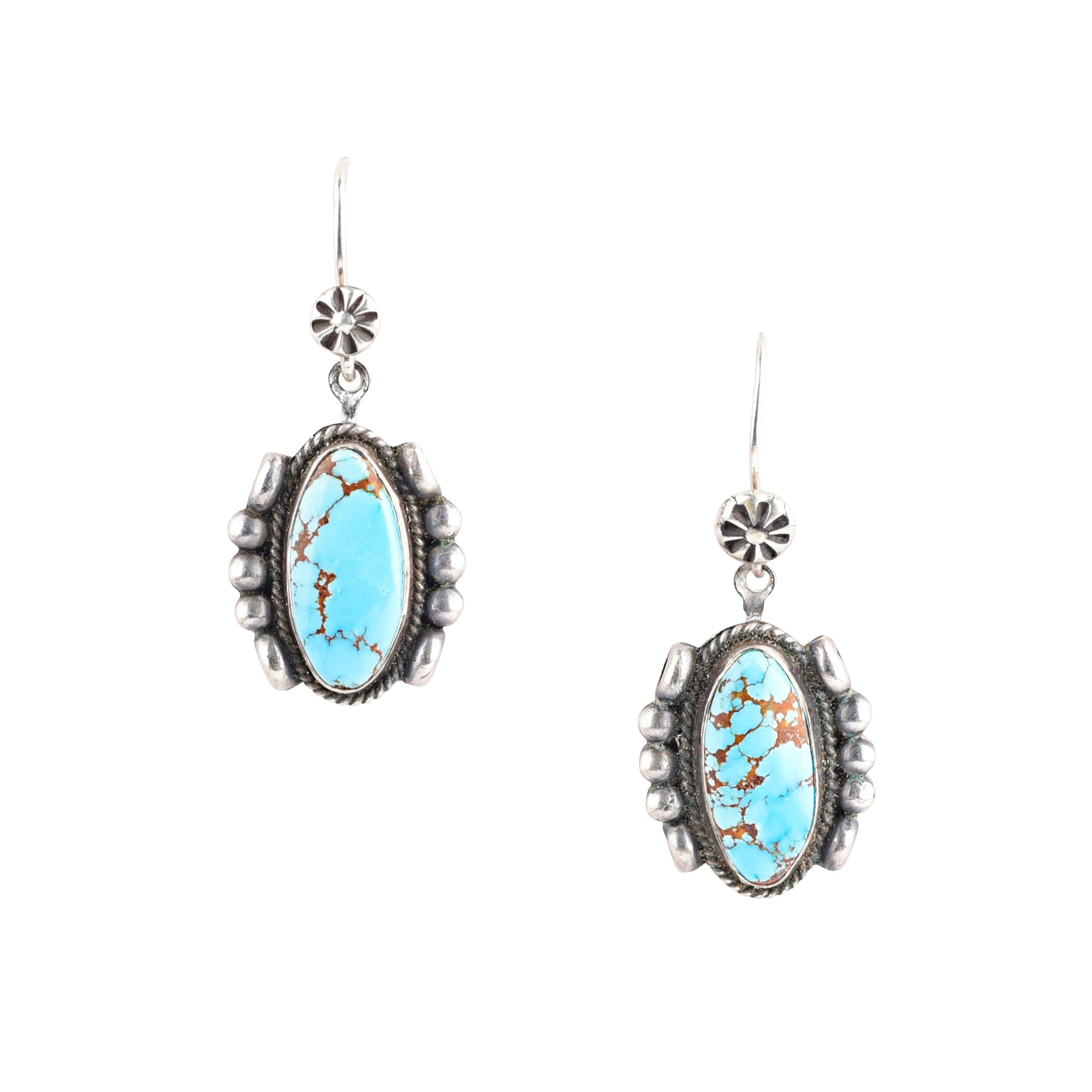 Silver  Turquoise Navajo Cluster Earrings by Zeita Begay 2B07F   N8tiveArtscom