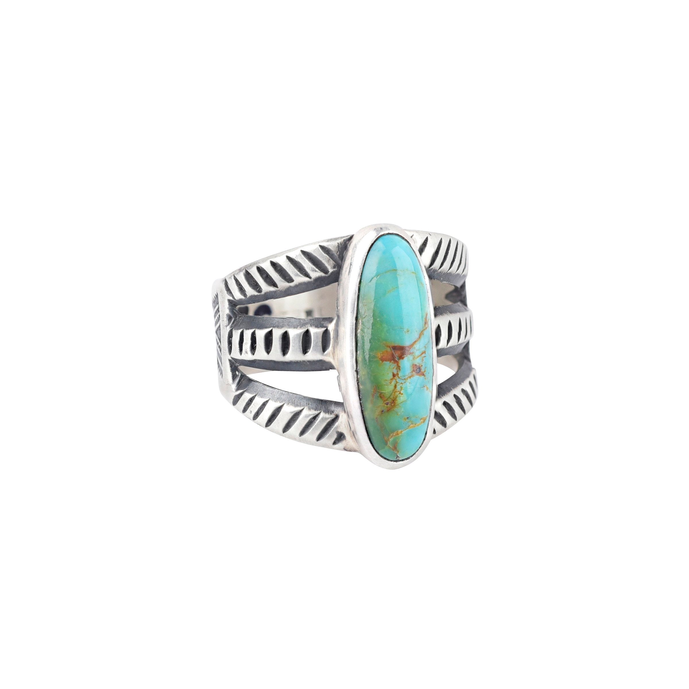Alex Horst Turquoise Stamp Ring - Size 8